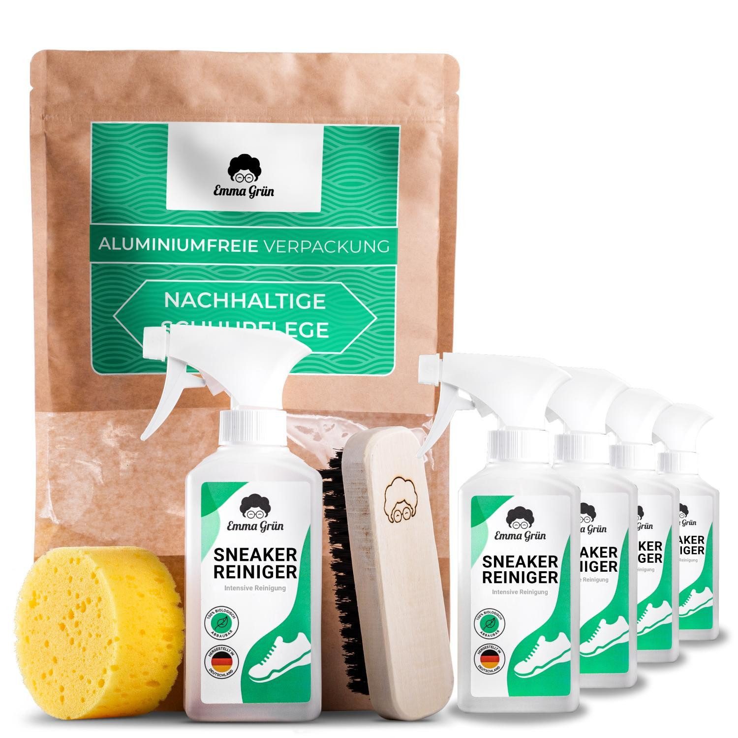 Emma Grün Sneaker Reiniger Schuhreiniger (Schuhpflege-Komplettset, [- Umweltfreundlich und biologisch abbaubar)