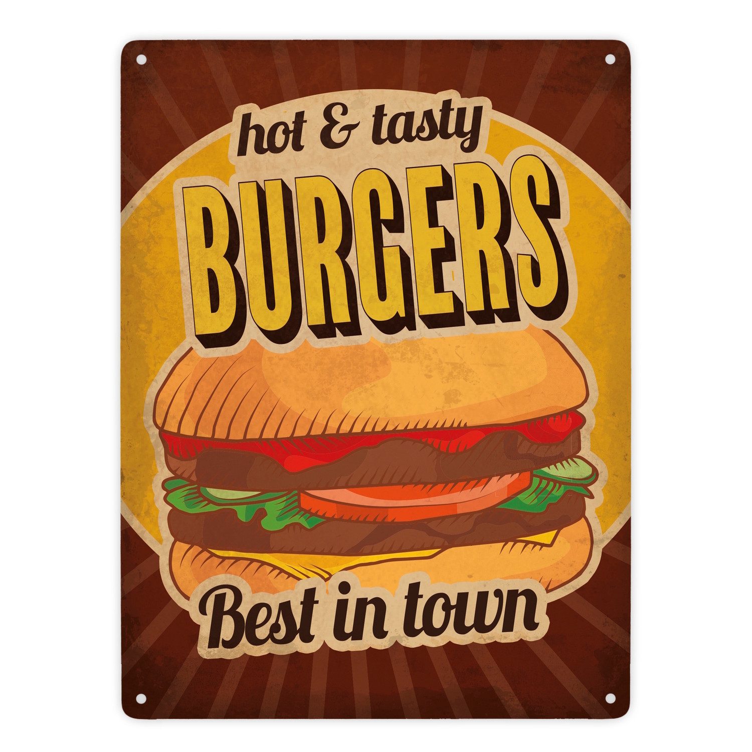 speecheese Metallschild Metallschild XXL mit American Diner Classics - Burgers Motiv Schild