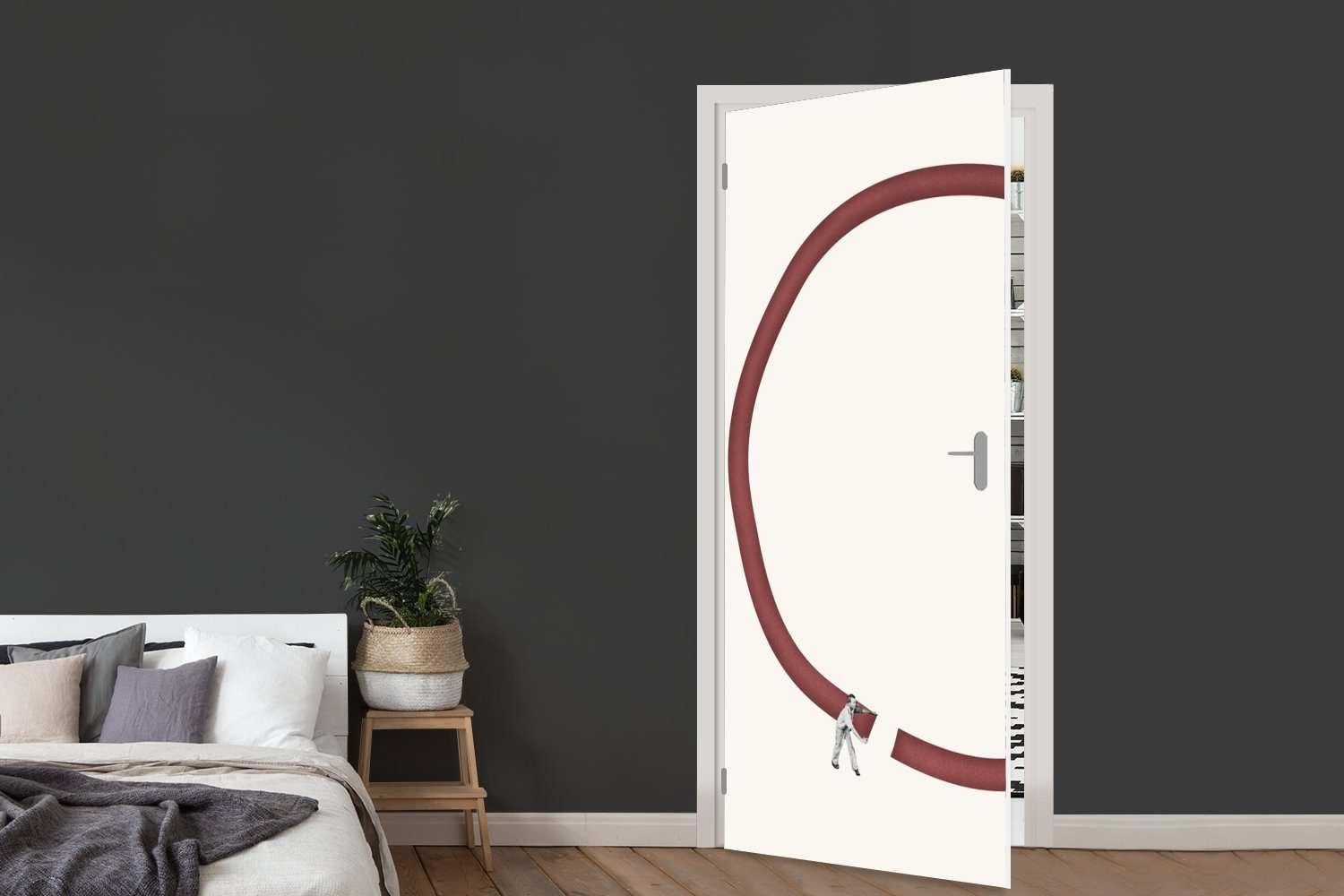 Tür, Kreis Türtapete bedruckt, 75x205 Türaufkleber, - St), cm (1 Mann MuchoWow Matt, Jahrgang, Fototapete - für
