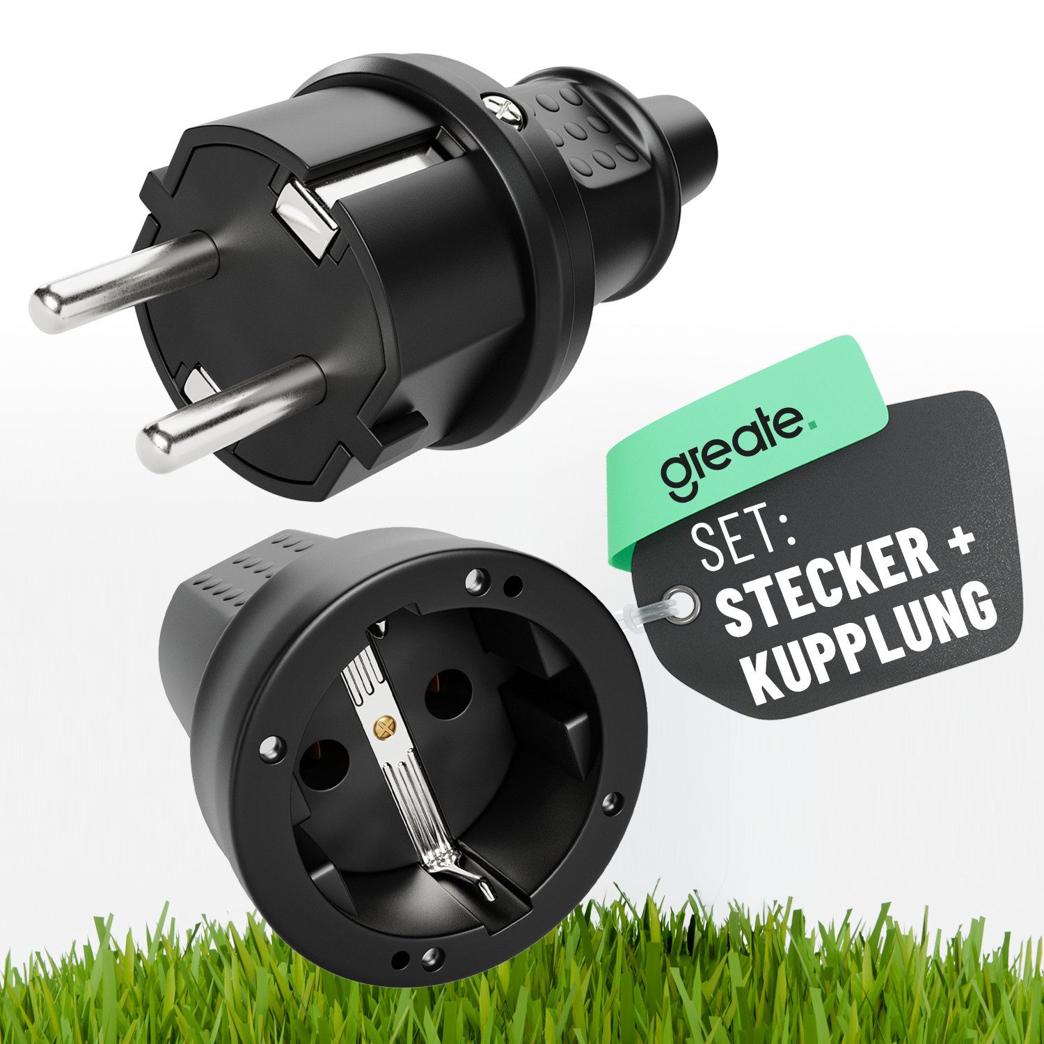 greate. Steckdose Schutzkontakt Stecker & Kupplung IP44, Schutzkontaktstecker & Kupplung, 1-St.