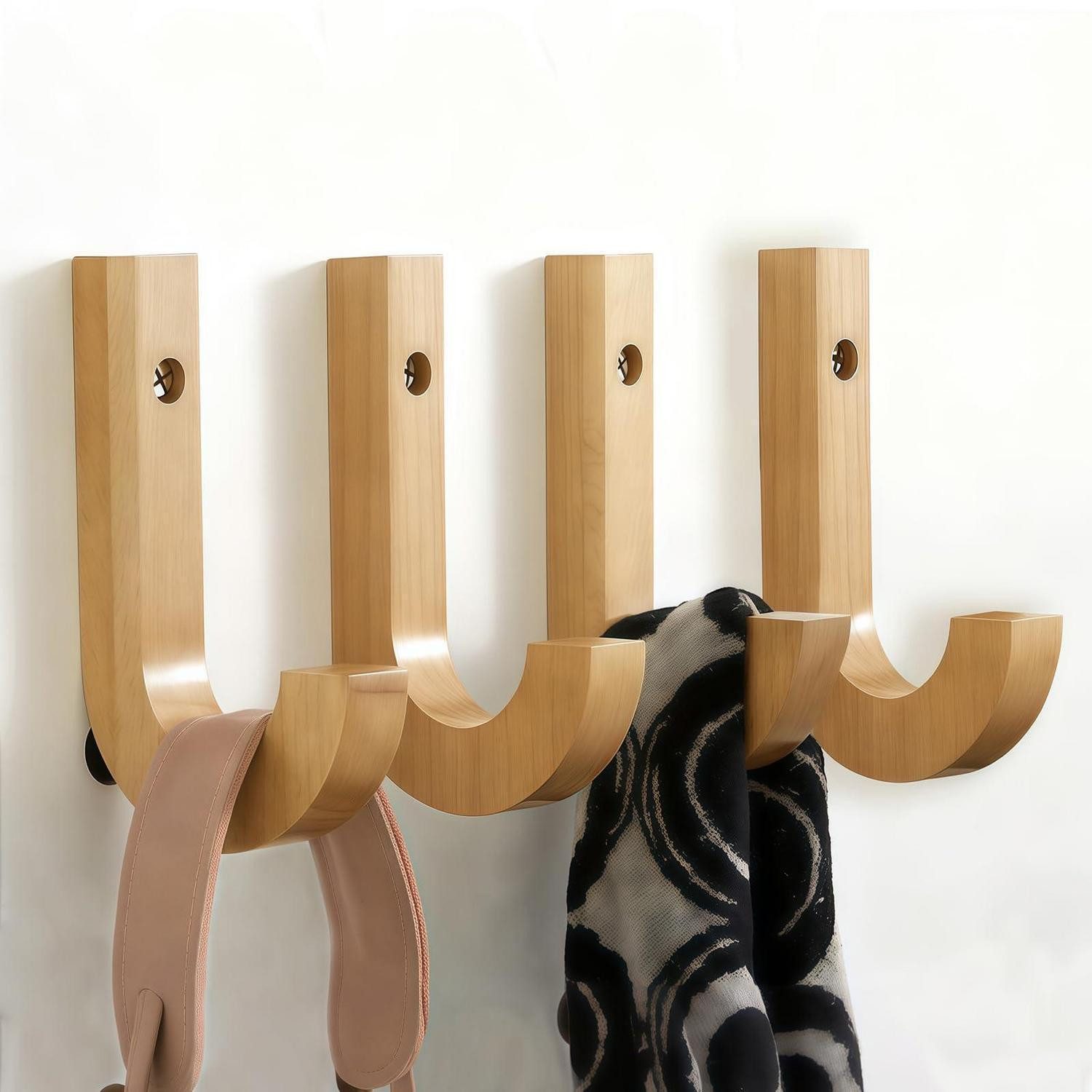 LuxusKollektion Wandhaken Garderobenhaken Eiche 4er-Set, (4-St)