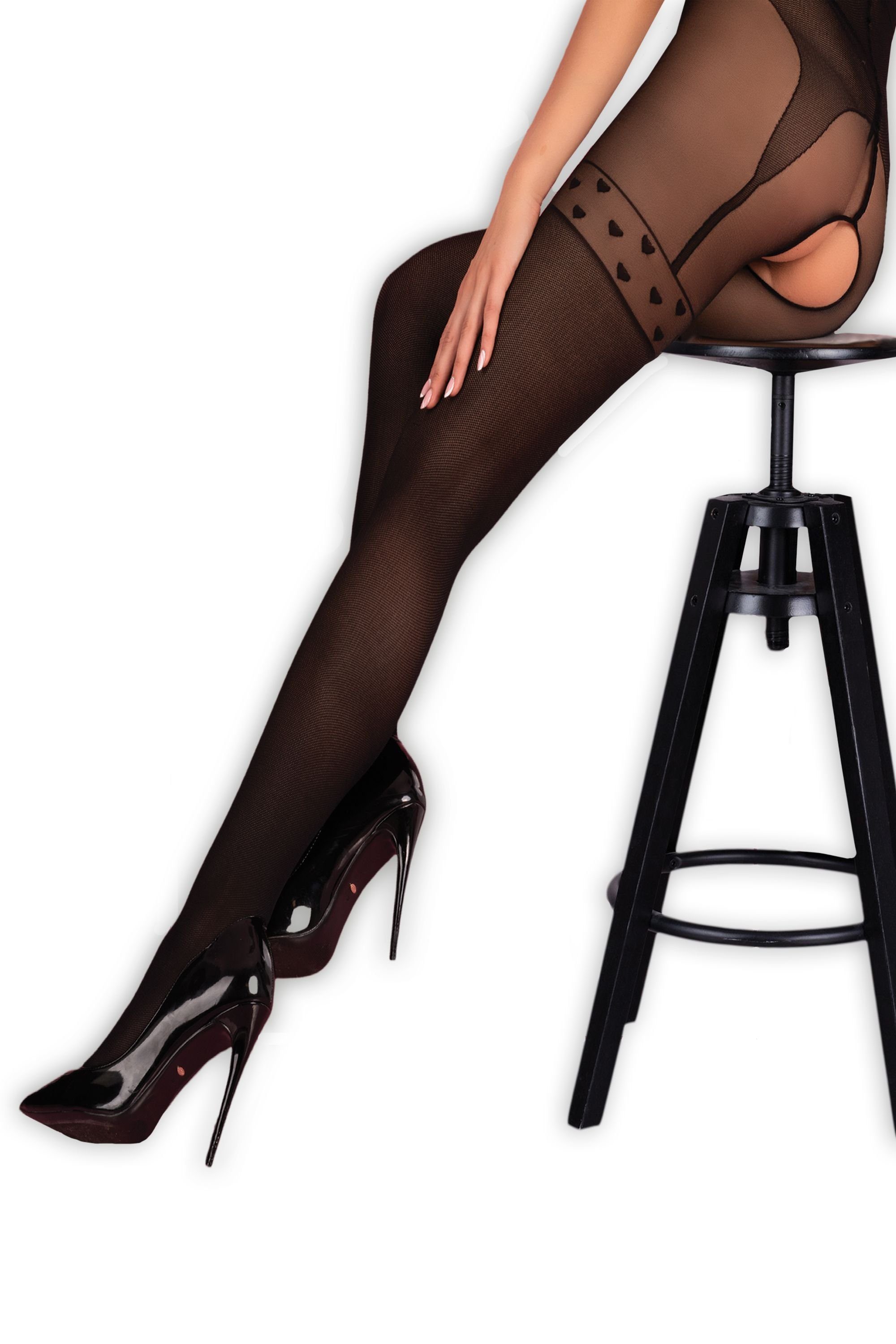 Livco Corsetti Fashion Feinstrumpfhose Ouvert-Strumpfhose schwarz elastisch transparent 20 DEN (1 St)