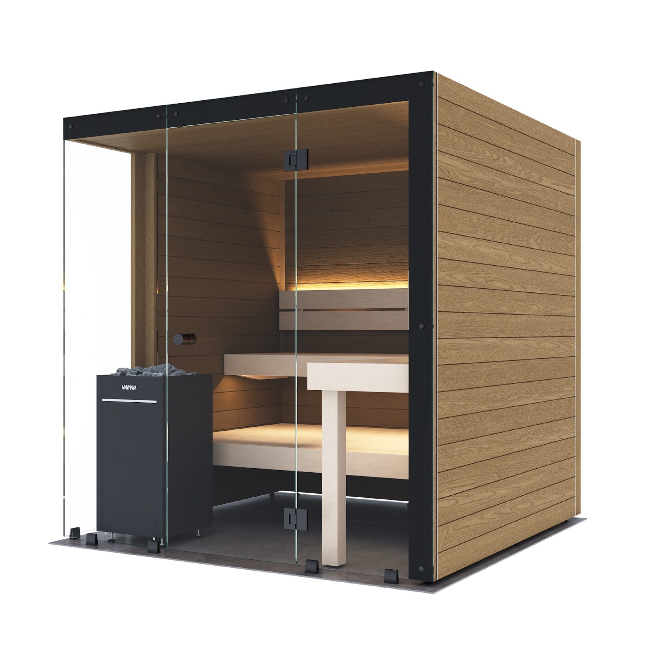 HARVIA Sauna Harvia Block Left Large Saunakabine Design-Sauna aus Thermo-Erle