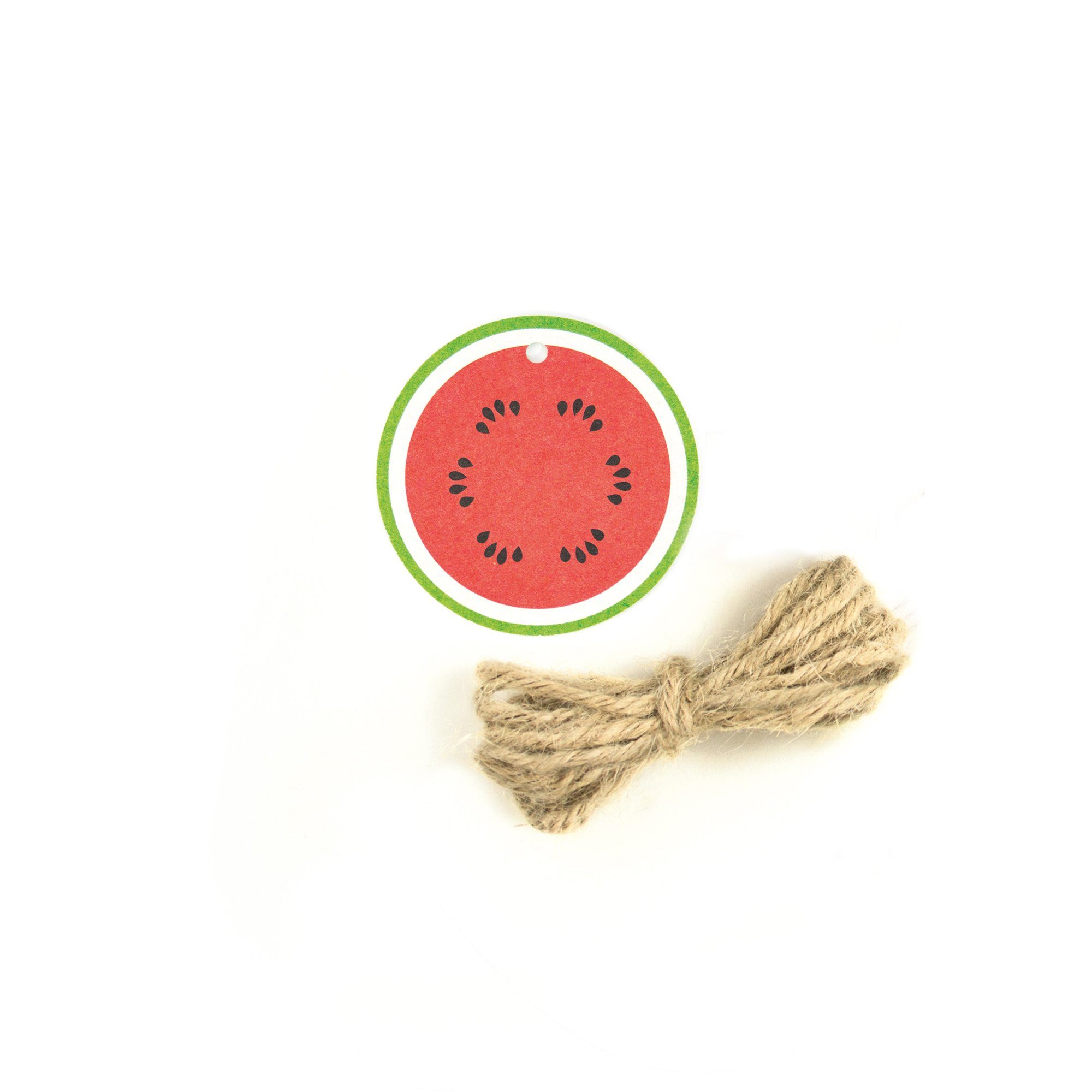 Bow & Hummingbird Geschenkband Geschenkanhänger Wassermelone, mit einem Meter Naturkordel