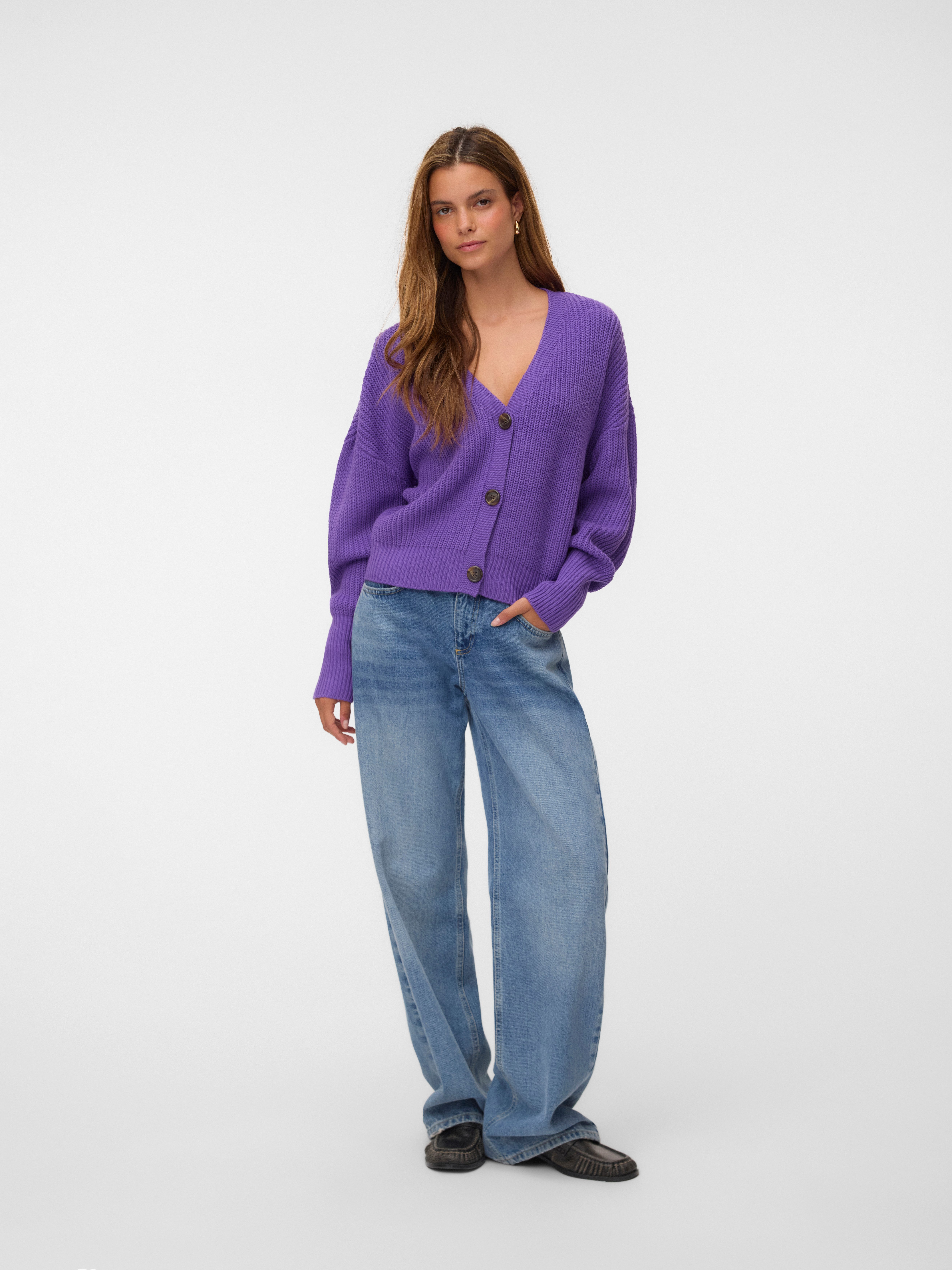 Vero Moda Strickjacke VMLEA LS V-NECK CUFF CARDIGAN NOOS Kunstfaser, regular fit