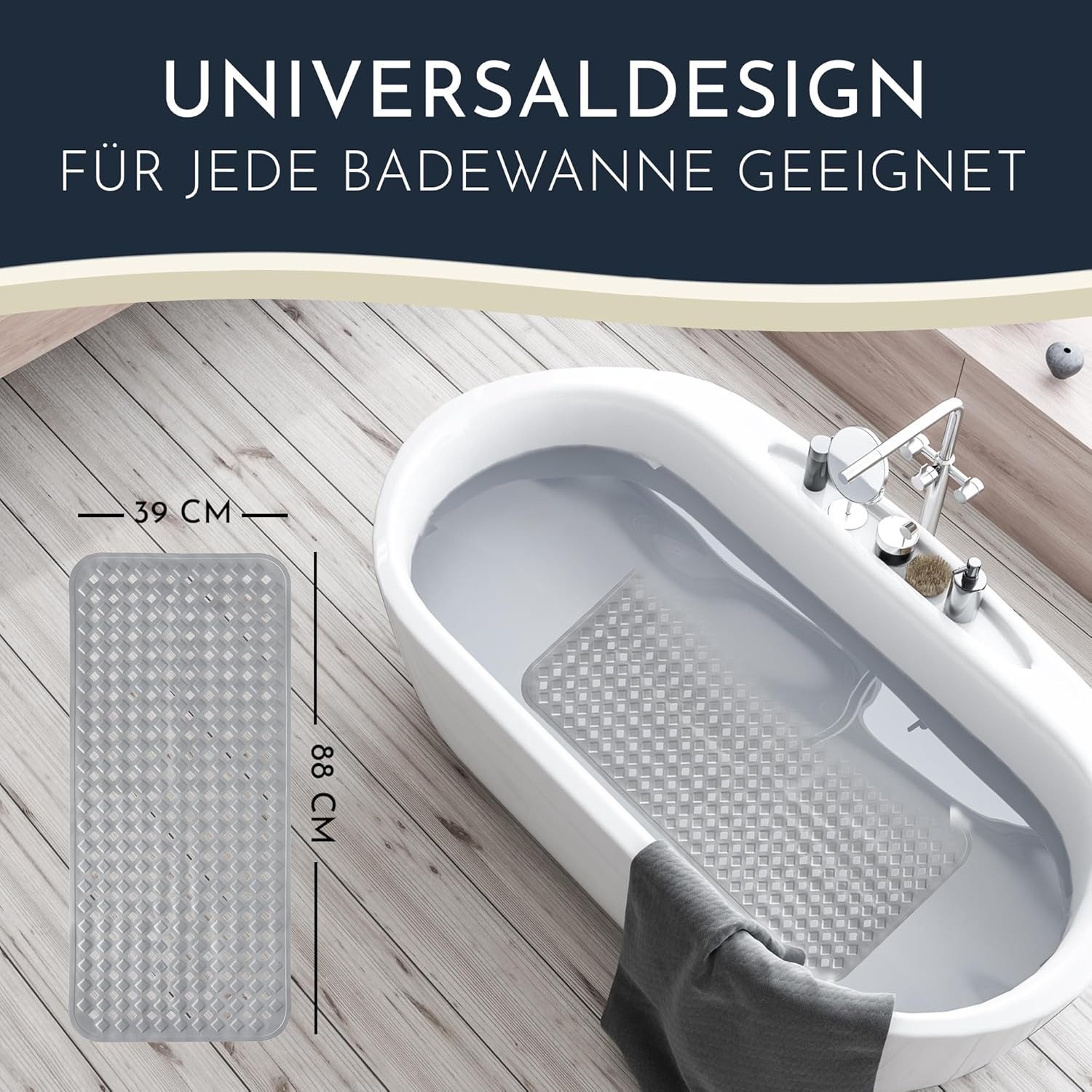 Homerella Badematte rutschfest Hautsensitiv 88x39cm, INKL. AUFHÄNGUNG, Anti günstig online kaufen