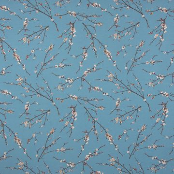 Stoff Dekostoff Canvas Baumwollstoff Japan Kirschzweige Kirschblüten blau b