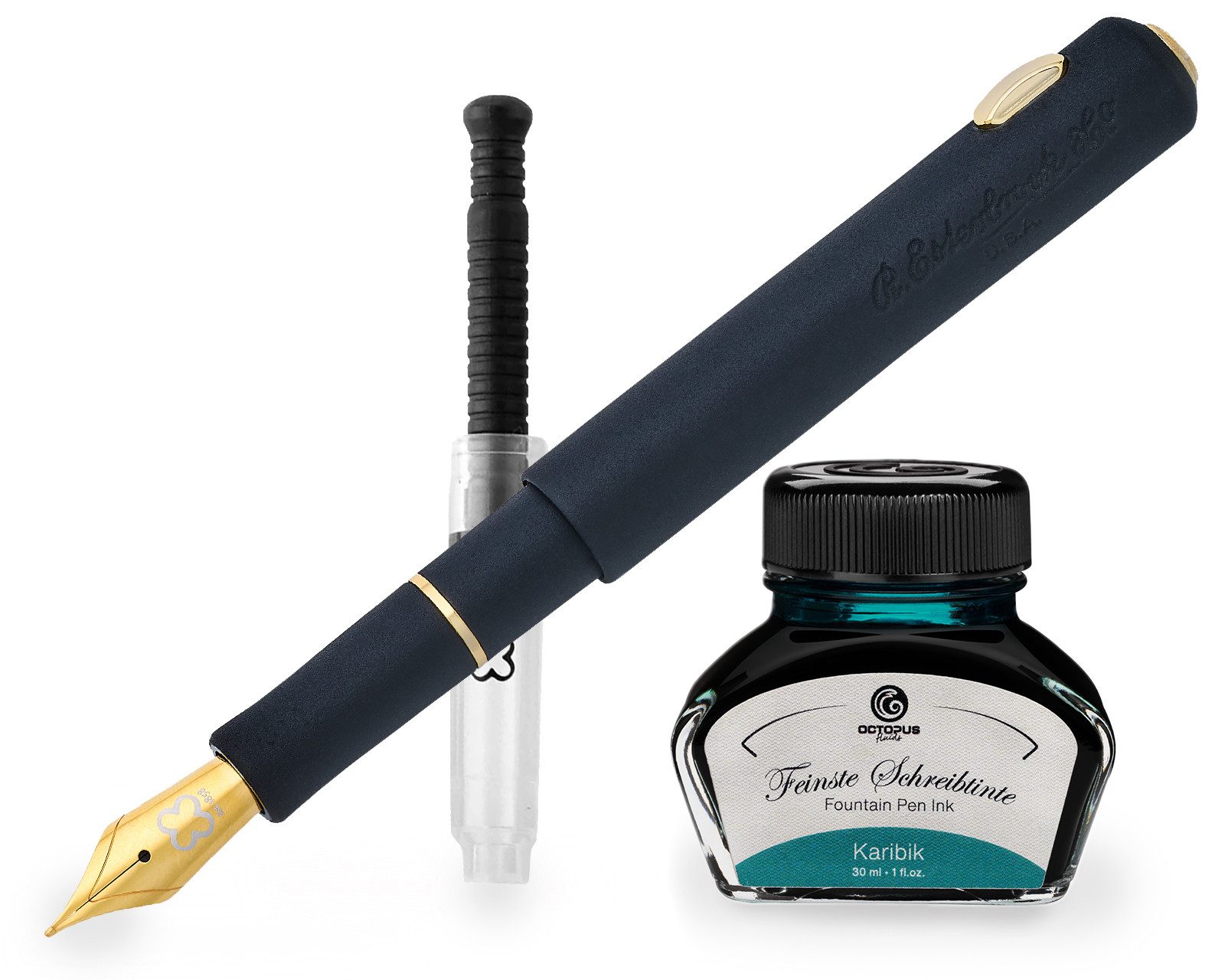 OCTOPUS Esterbrook Niblet Black Raven, Gold Füllhalter 30ml Tinte, (Füller mit Schreibtinte, 1-tlg., Karibik)