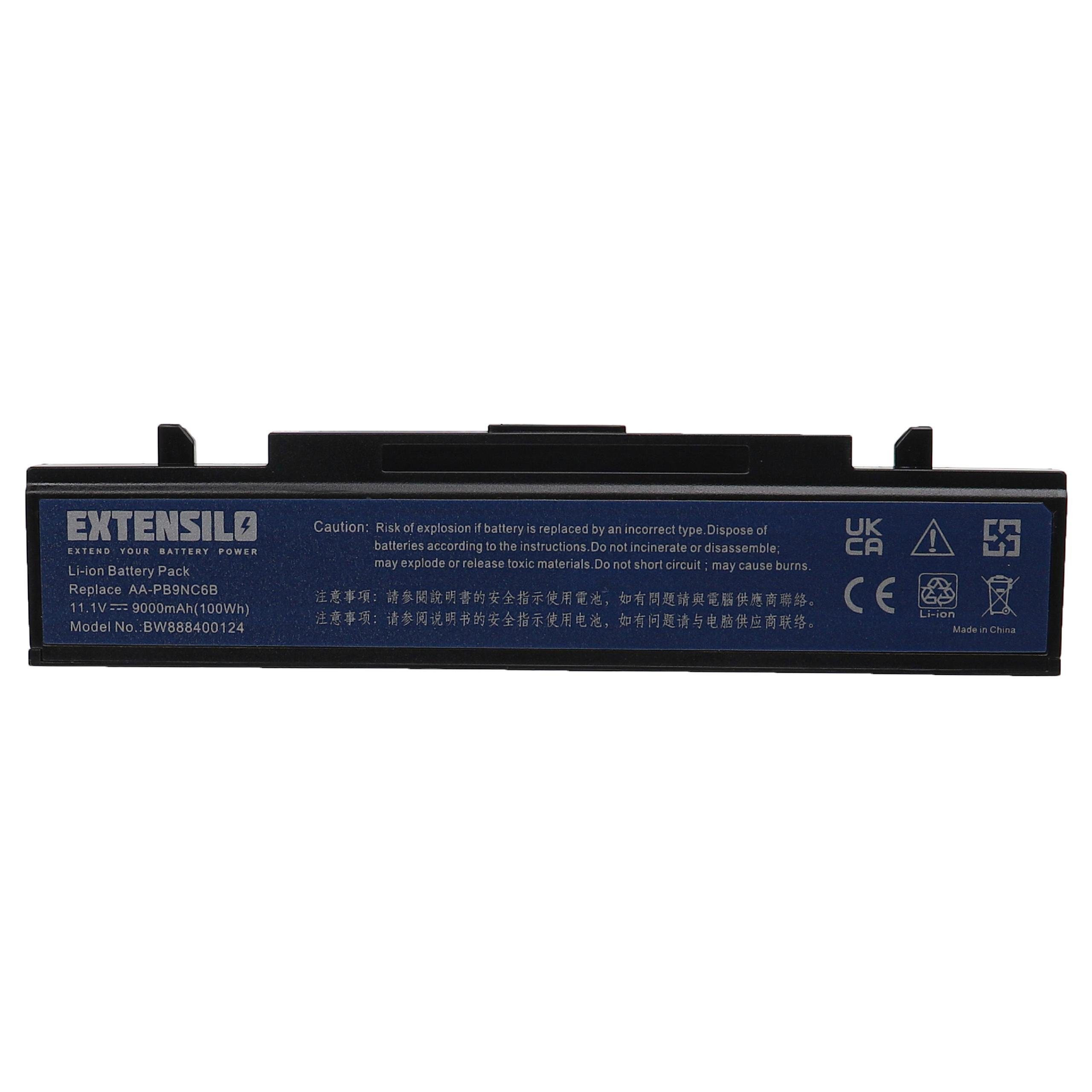 Extensilo passend für Samsung Q530, R423, R428, R429, R430, R431, R439, R440, Laptop-Akku 9000 mAh