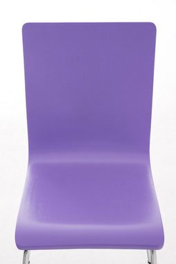 TPFLiving Besucherstuhl Peppo mit ergonomisch geformter Sitzfläche - Konferenzstuhl (Besprechungsstuhl - Warteraumstuhl - Messestuhl), Gestell: Metall chrom - Sitzfläche: Holz lila