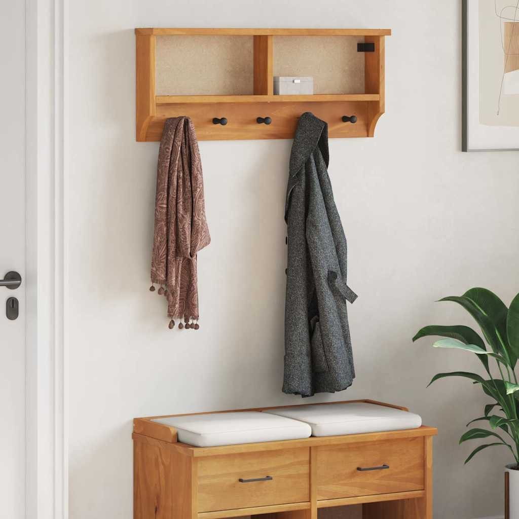 vidaXL Garderobenständer Wandgarderobe SANDNES 87x12x35 cm Massivholz Kiefer, (1 St)