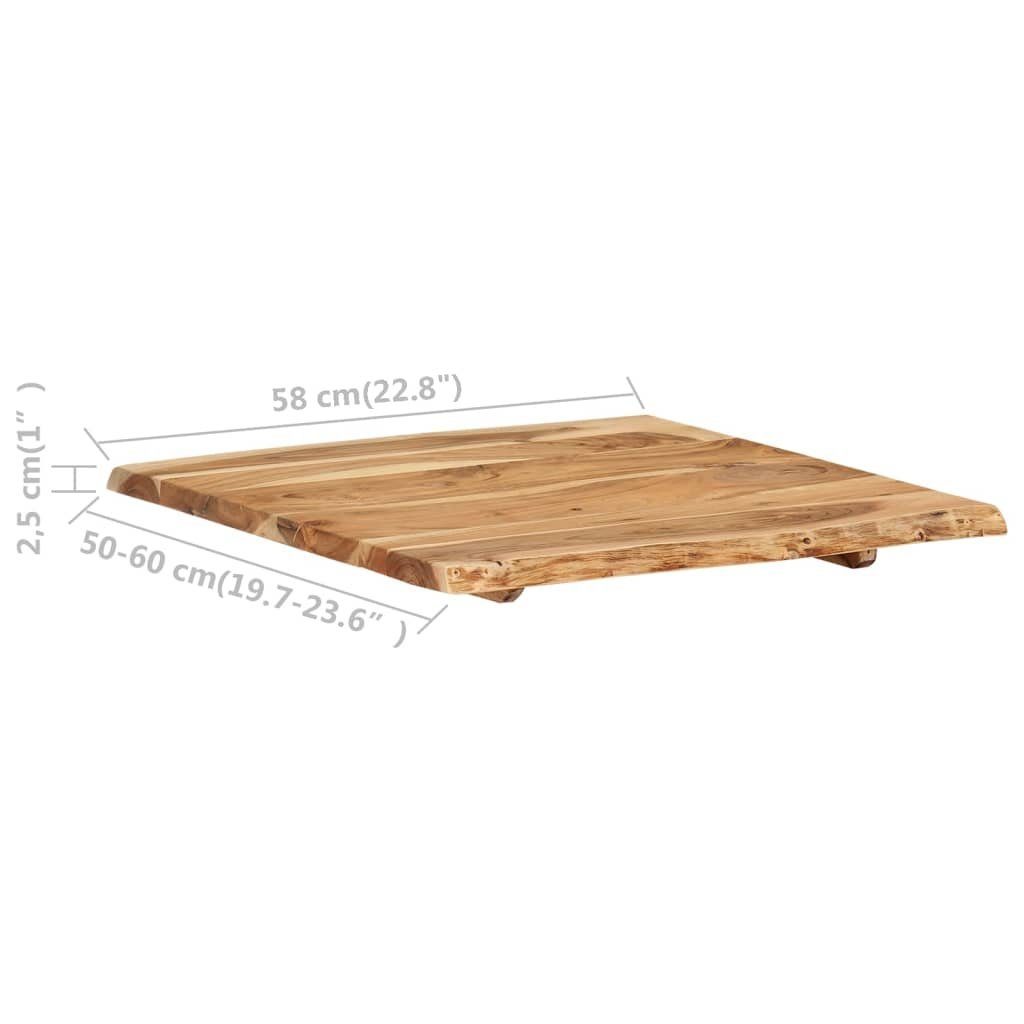 furnicato Tischplatte Echtholz 58 x 50-60 cm, 25 mm stark, natürliche Farbe (1 St), Lackierte Tischplatte mit Baumkante für Schreibtisch oder Couchtisch