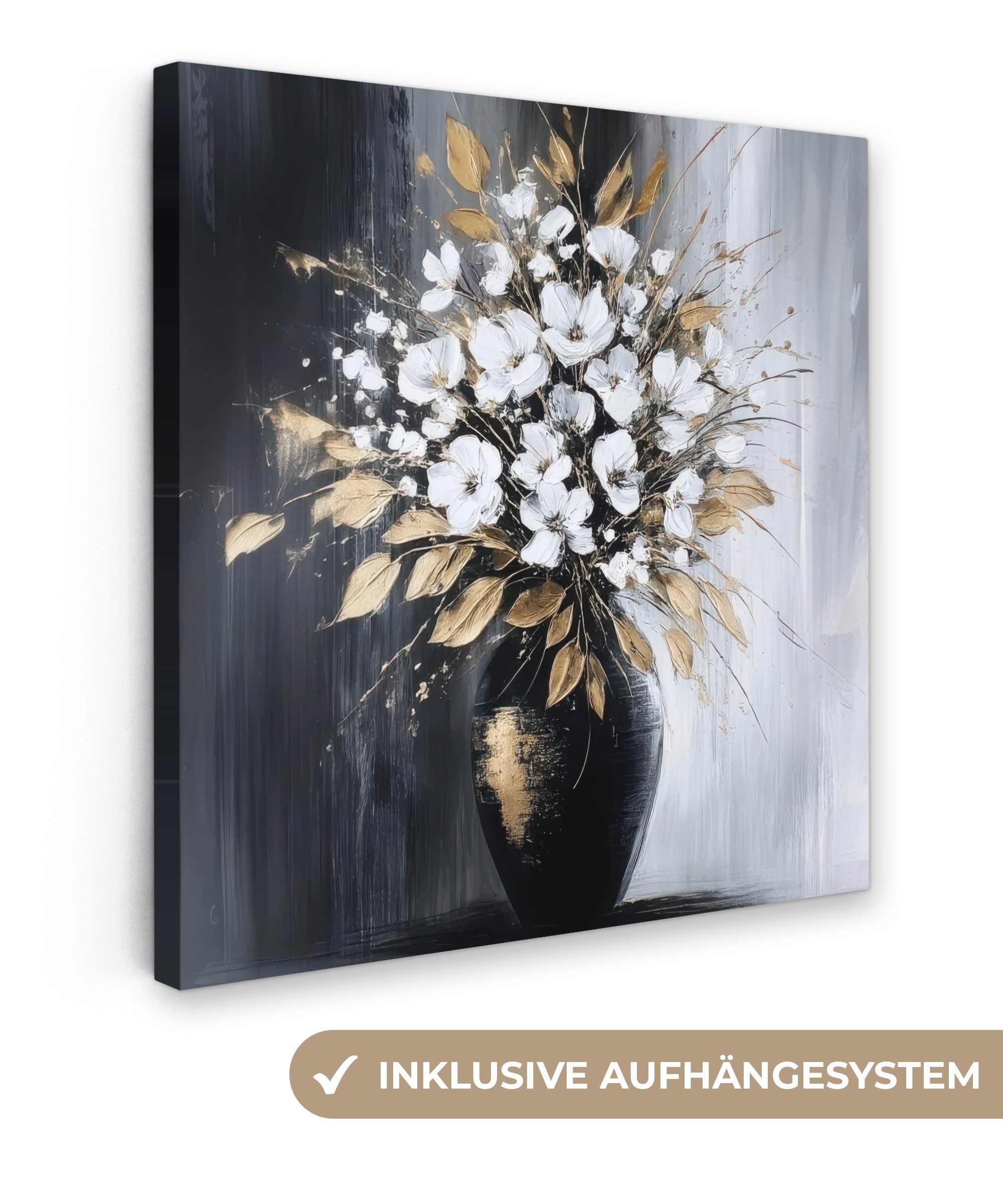 OneMillionCanvasses® Leinwandbild Blumen - Weiß - Vase - Abstrakt, Fotodruc günstig online kaufen