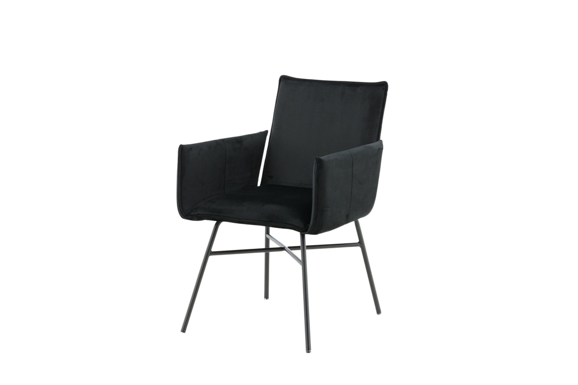 Venture Home Esszimmerstuhl Petra, gepolsterter Esszimmerstuhl in elegantem Schwarz-Samt, 200 kg, Polsterstuhl, weicher Bezug, schwarze Stahlbeine, nordisch