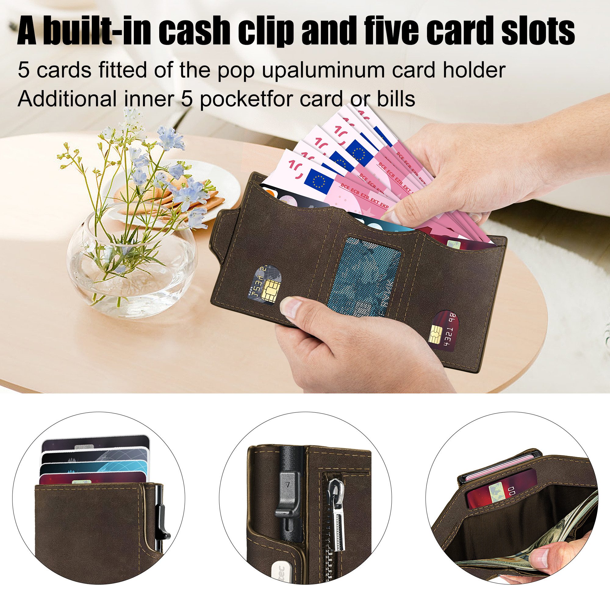 Forrlite Geldbörse Slim Wallet, Portemonnaie Herren klein, Carbon Geldbörse Herren (Geldbeutel Herren Karten, Portmonee Herren, Kartenetui Herren, RFID Schutz Mini/Smart Wallet/Kreditkartenetui Herren/Hält 12 Karten)