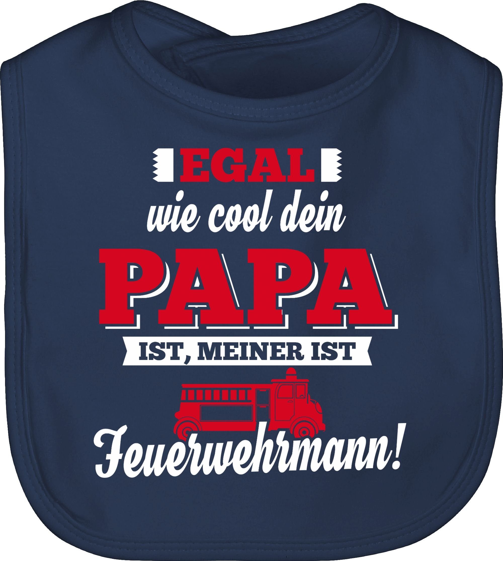 Shirtracer Lätzchen Mein Papa Feuerwehrmann, Sprüche Baby 1 Navy Blau