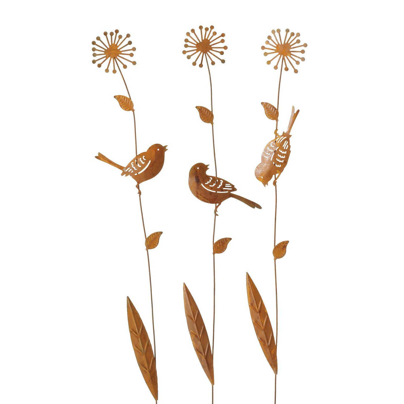 BOLTZE GRUPPE GmbH Gartenstecker Gartenstab Jada Blume 3sort Eisen rost H.46 cm 3er Set