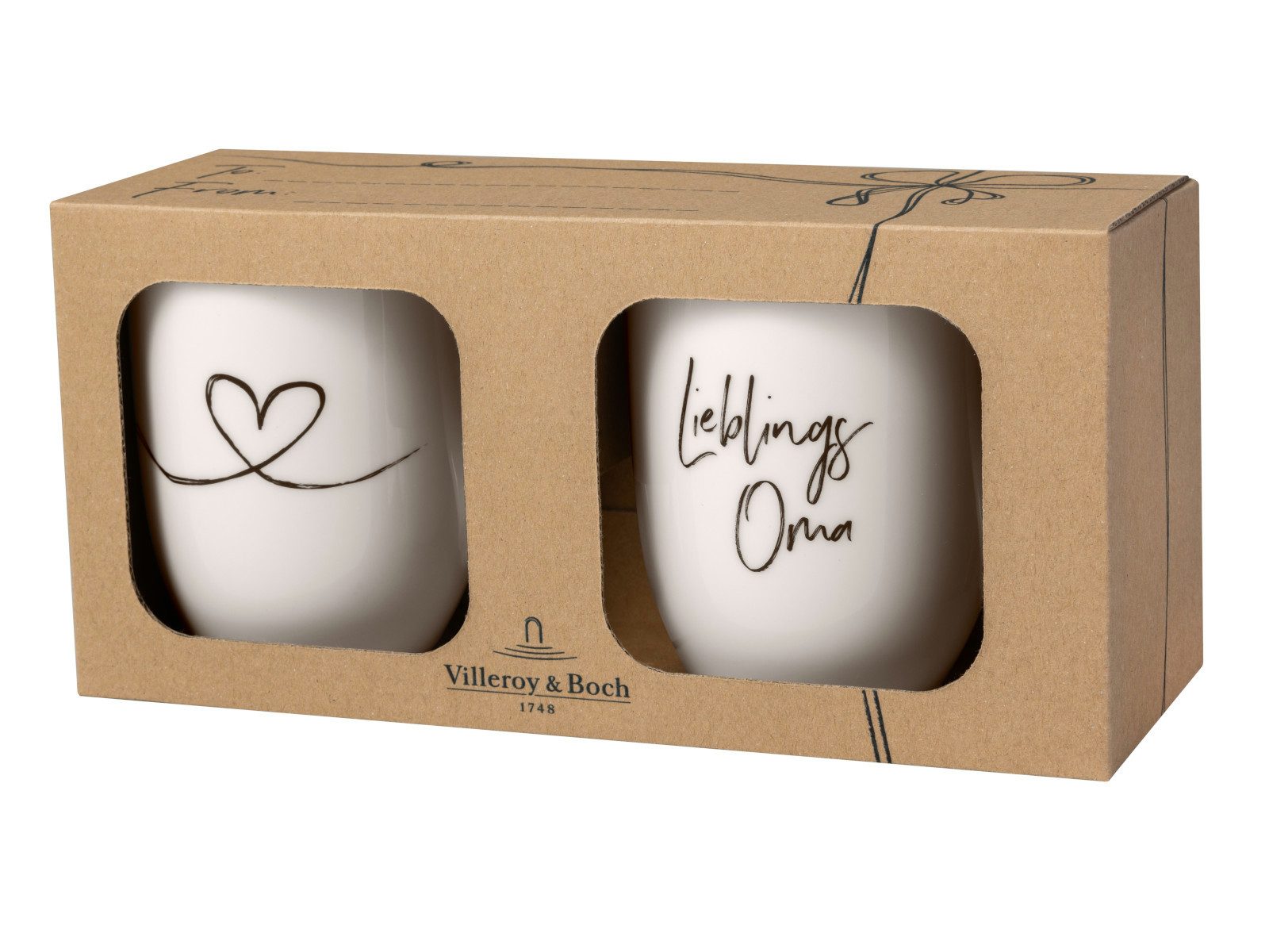Villeroy & Boch Becher Statement Henkelbecher Lieblingsoma 0,29l Set 2tlg, Premium Porcelain