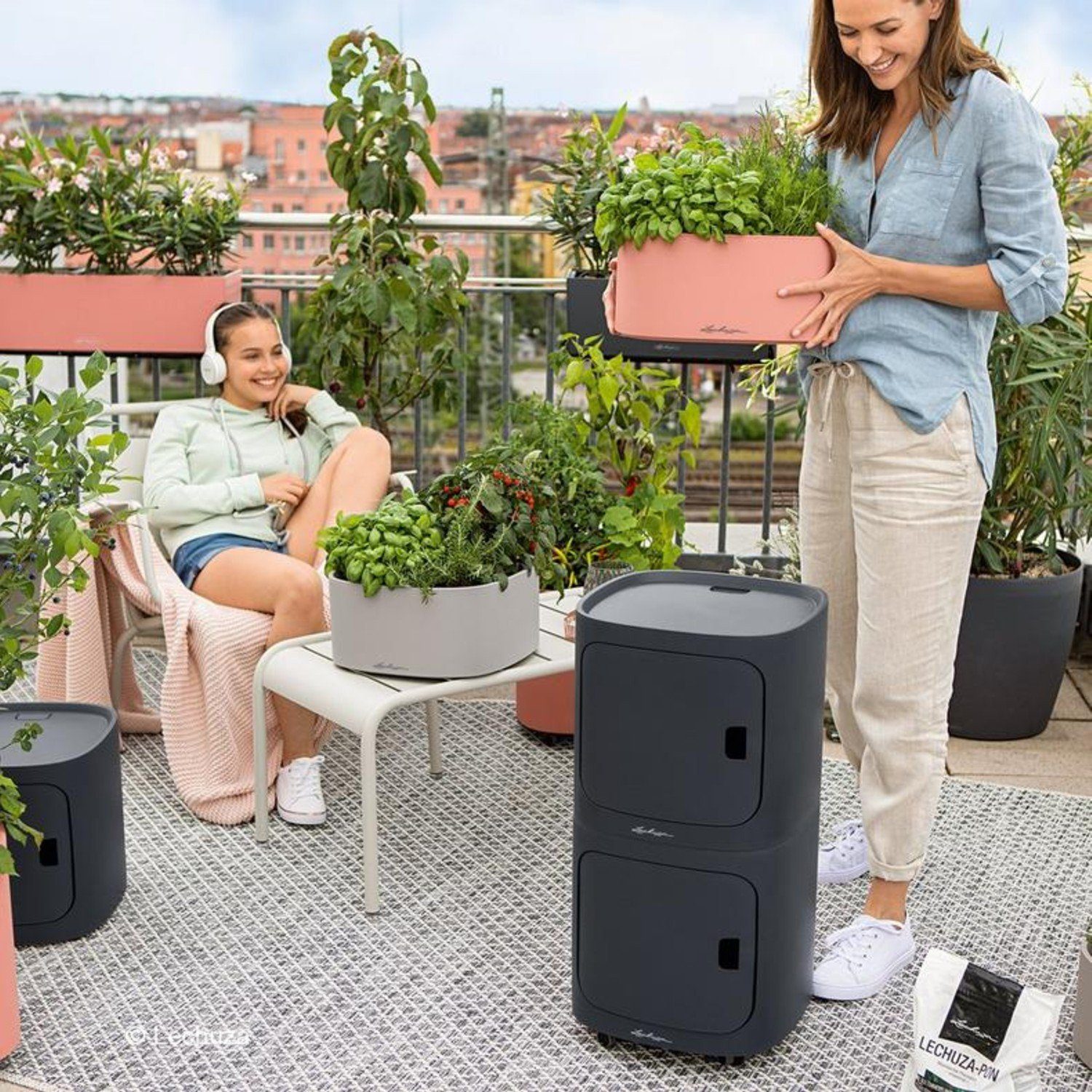 Lechuza® Pflanzkübel Aufbewahrung Pila Color Storage lichtgrau (Komplettset)