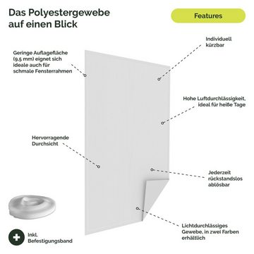 Nematek Insektenschutz-Fensterrahmen Polyester Fliegennetz Fenster - Fliegengitter ohne Bohren - Mückennetz, (1-St)