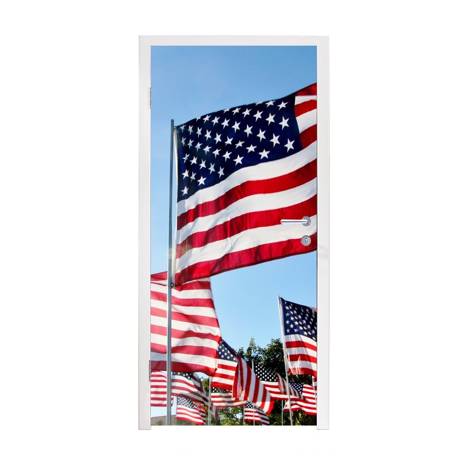 MuchoWow Türtapete Flaggen der Vereinigten Staaten, Matt, bedruckt, (1 St), Fototapete für Tür, Türaufkleber, 75x205 cm