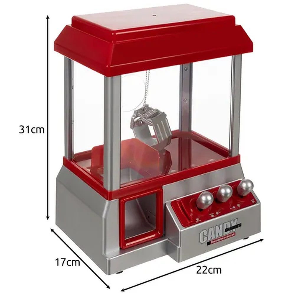 KRUZZEL Spiel Süßigkeiten-Greifautomat Kinderspielautomat, Süßigkeiten-Greifautomat, Greifklaue, Sound, Lichteffekt, 24 Spielmünzen