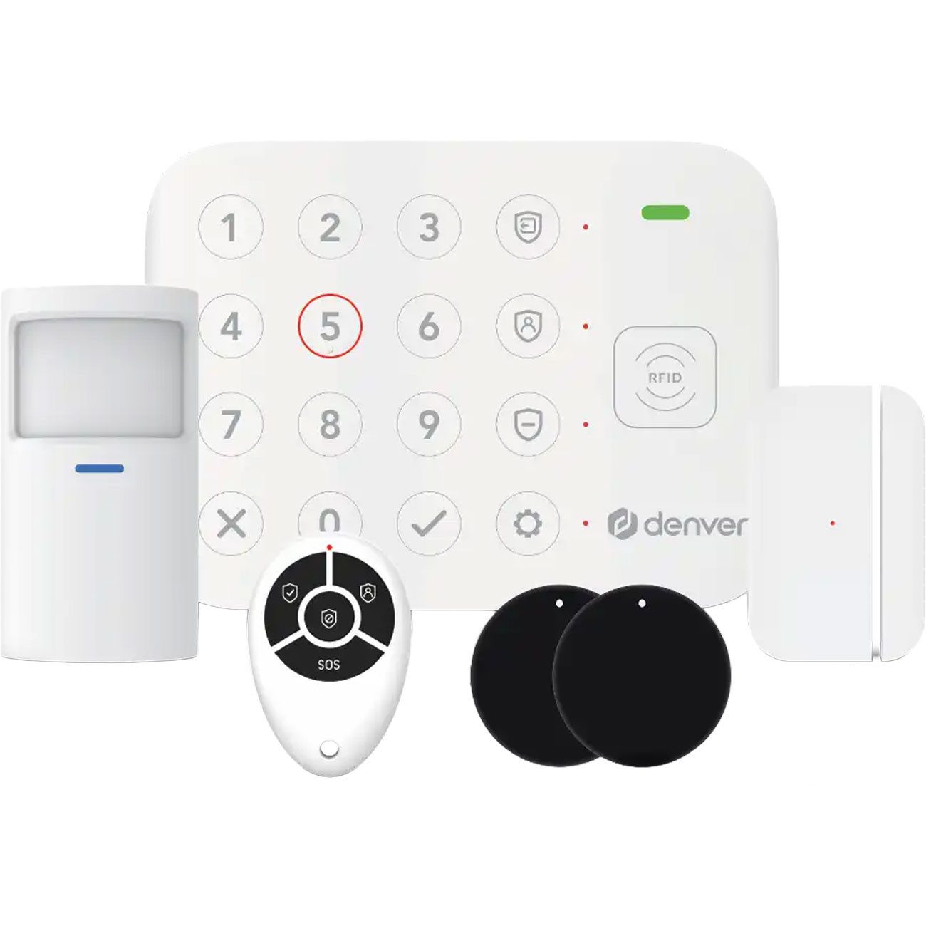 Denver Smart Home 4G Alarmanlage, WLAN Funk-Alarmsystem, App & Alexa Alarmanlage (WLAN & 4G Funk-Alarmsystem mit Tuya-App, Alexa, SMS & Notstrom-Akku)