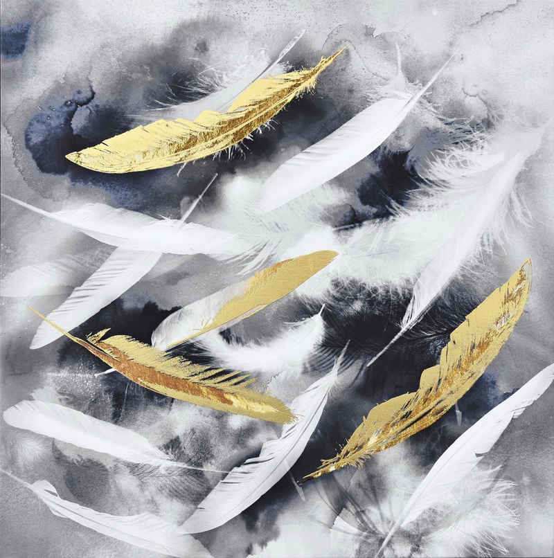 Leonique Ölbild »Feathers«, Federn (1 Stück), in goldfarben