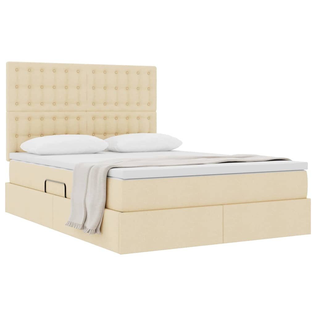 vidaXL Bed Storage Bed with Mattress Cream 140 x 190 cm Polyester (1-piece)