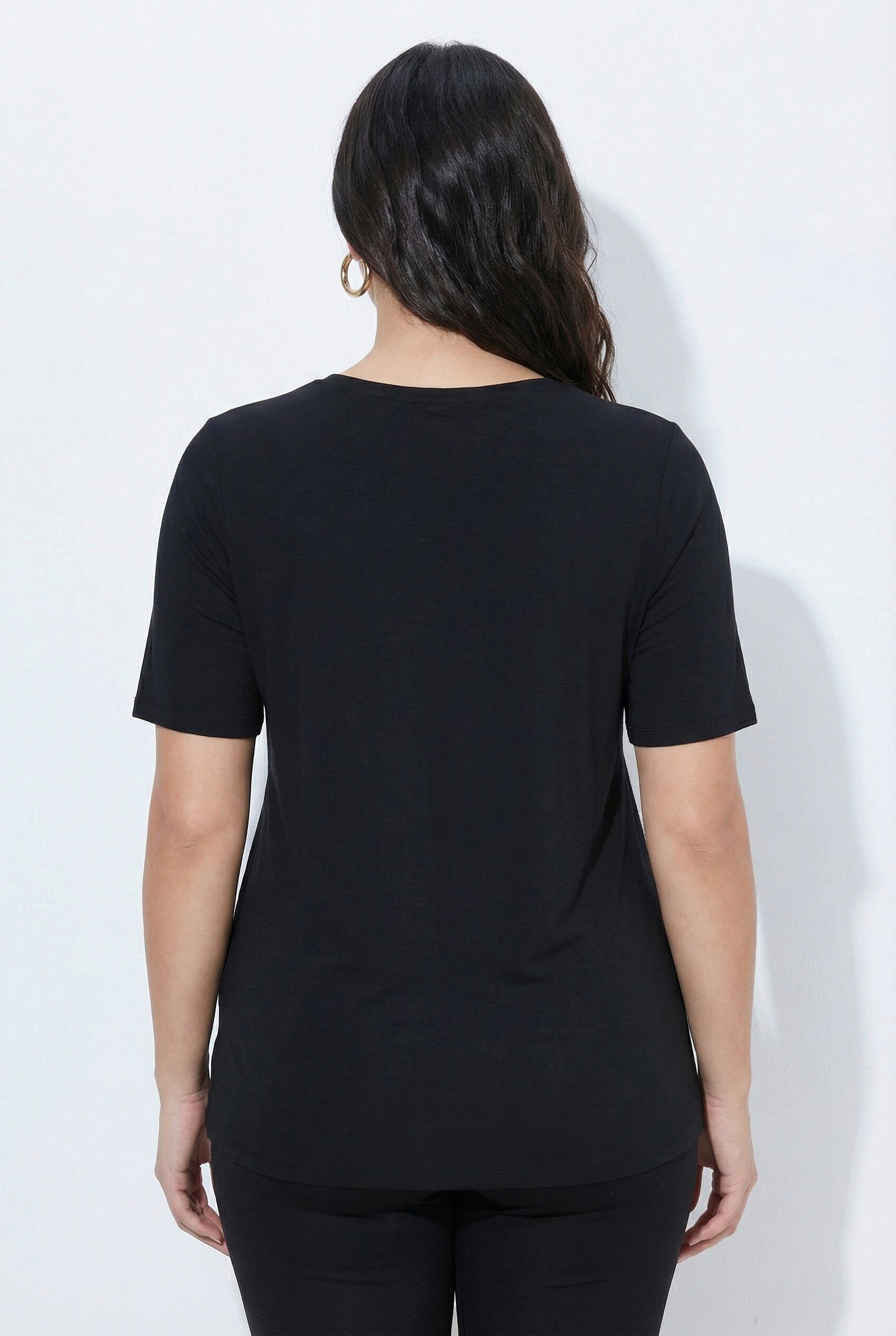 Ulla Popken T-Shirt T-Shirt Lyocell Ziersteine Rundhals Halbarm