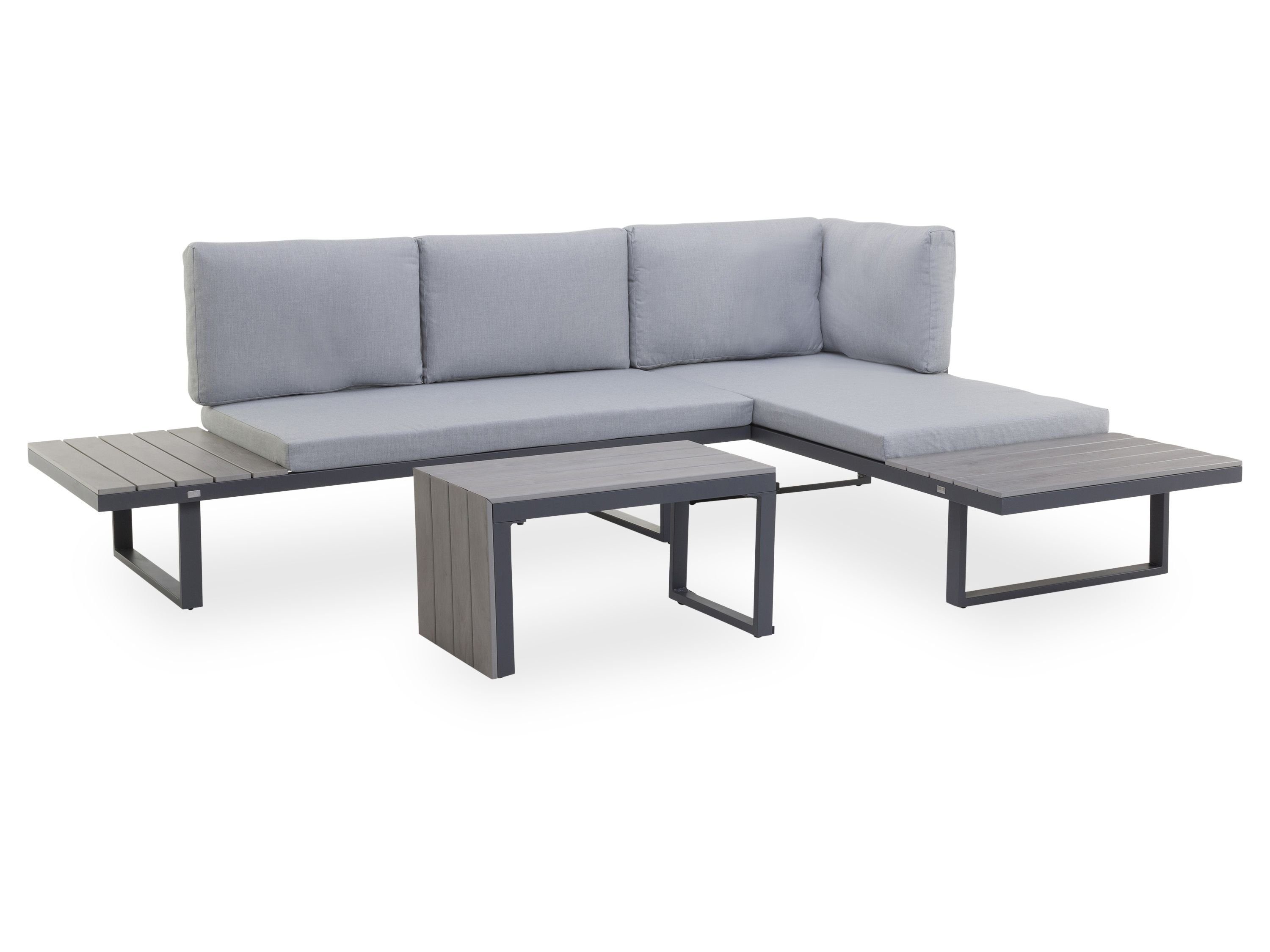 Outdoor Gartenlounge-Set Loungeecke Outdoor Dubai grau Garten-Sofa Loungesofa Outdoorsofa