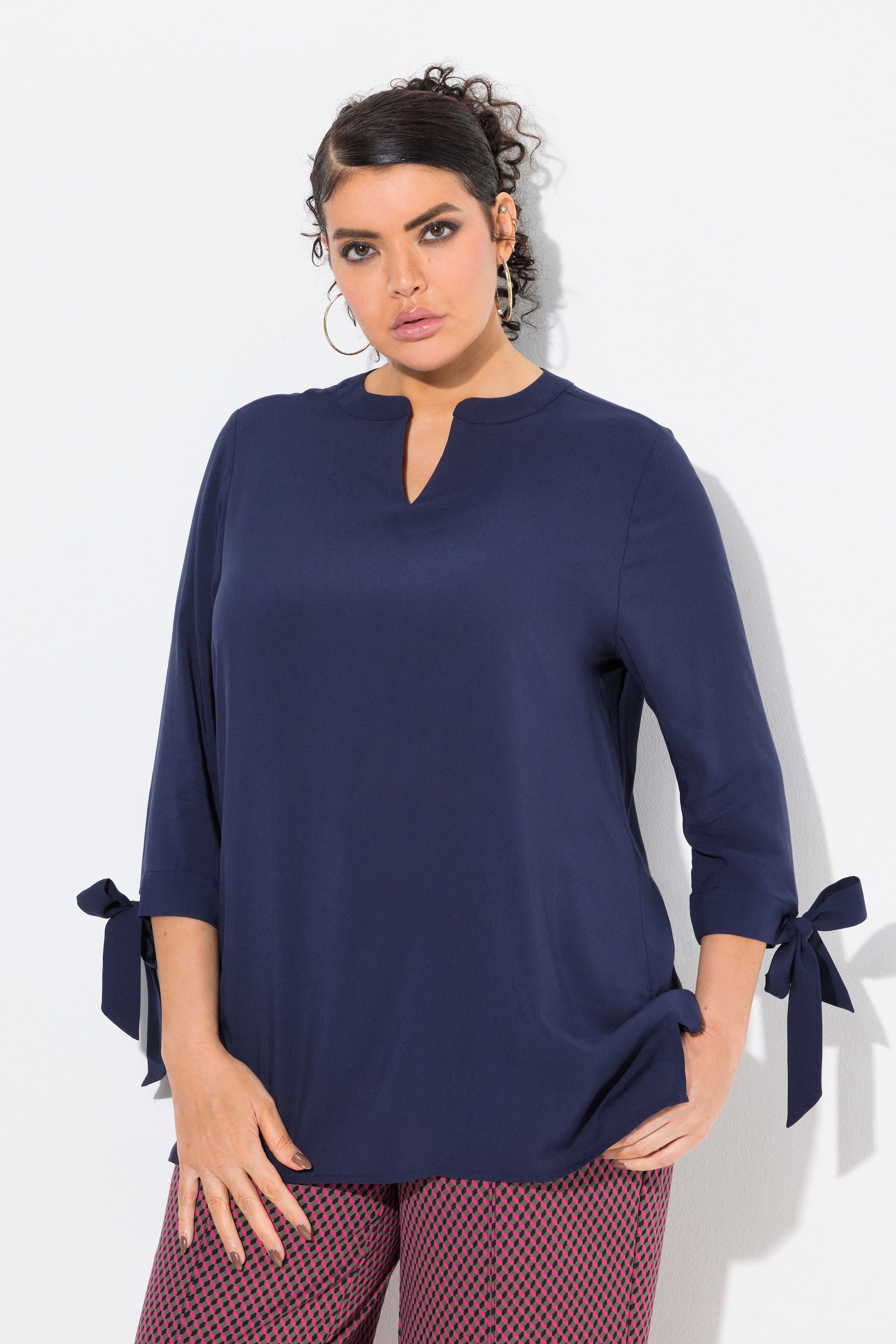 Ulla Popken Longbluse Bluse Ärmelschleife A-Linie günstig online kaufen