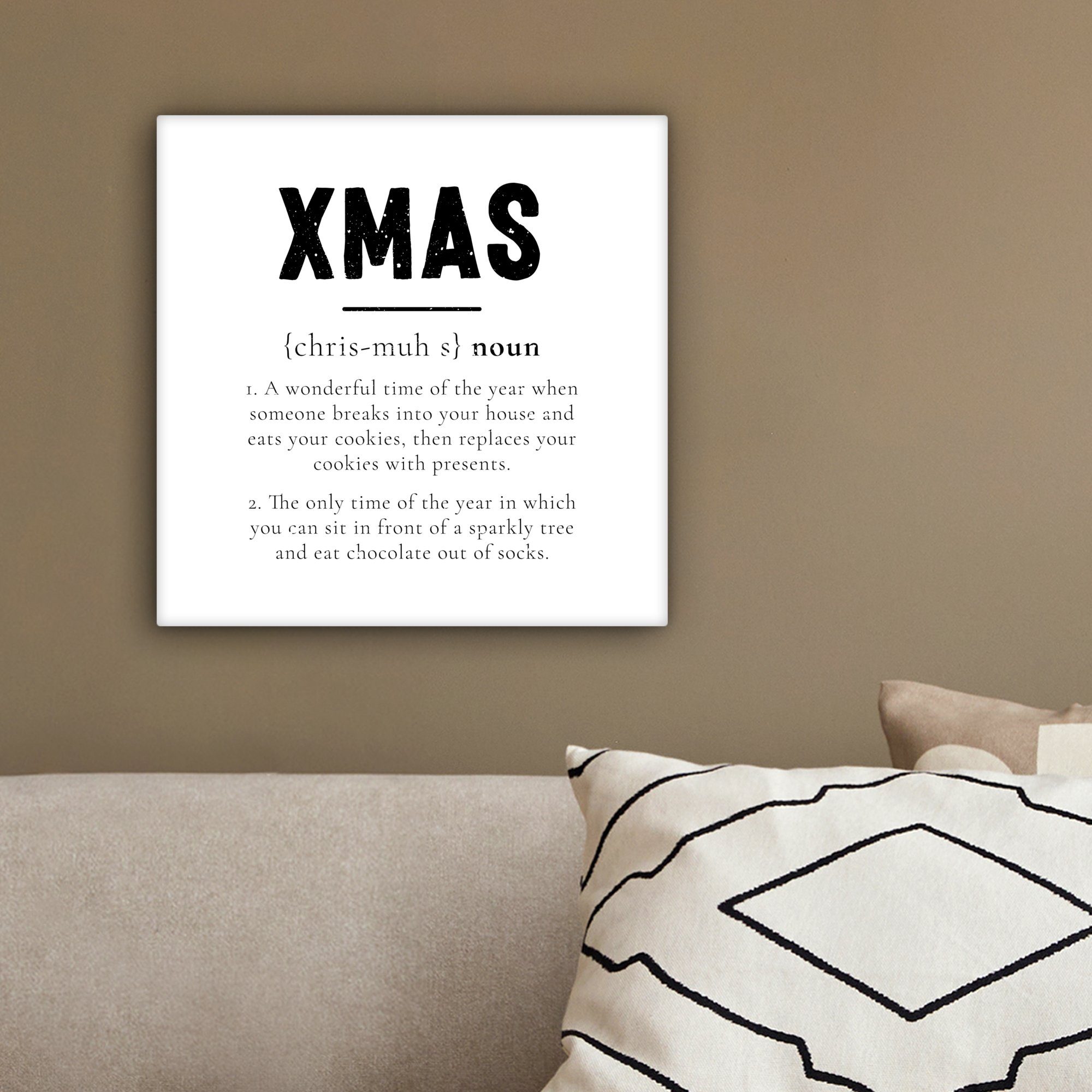 OneMillionCanvasses® - Leinwandbild (1 - - für Wohnzimmer Weihnachten Feiertage, Xmas Leinwand cm - Schlafzimmer, Bilder St), 20x20 Weiß Zitate