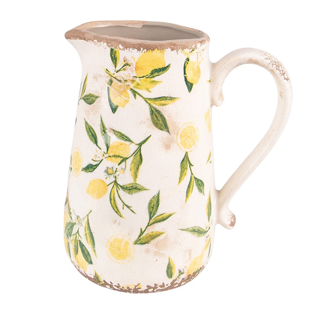 Clayre & Eef Wasserkrug Clayre & Eef Dekorativer Keramik-Krug mit Zitronenmotiv – 16x11x18 cm