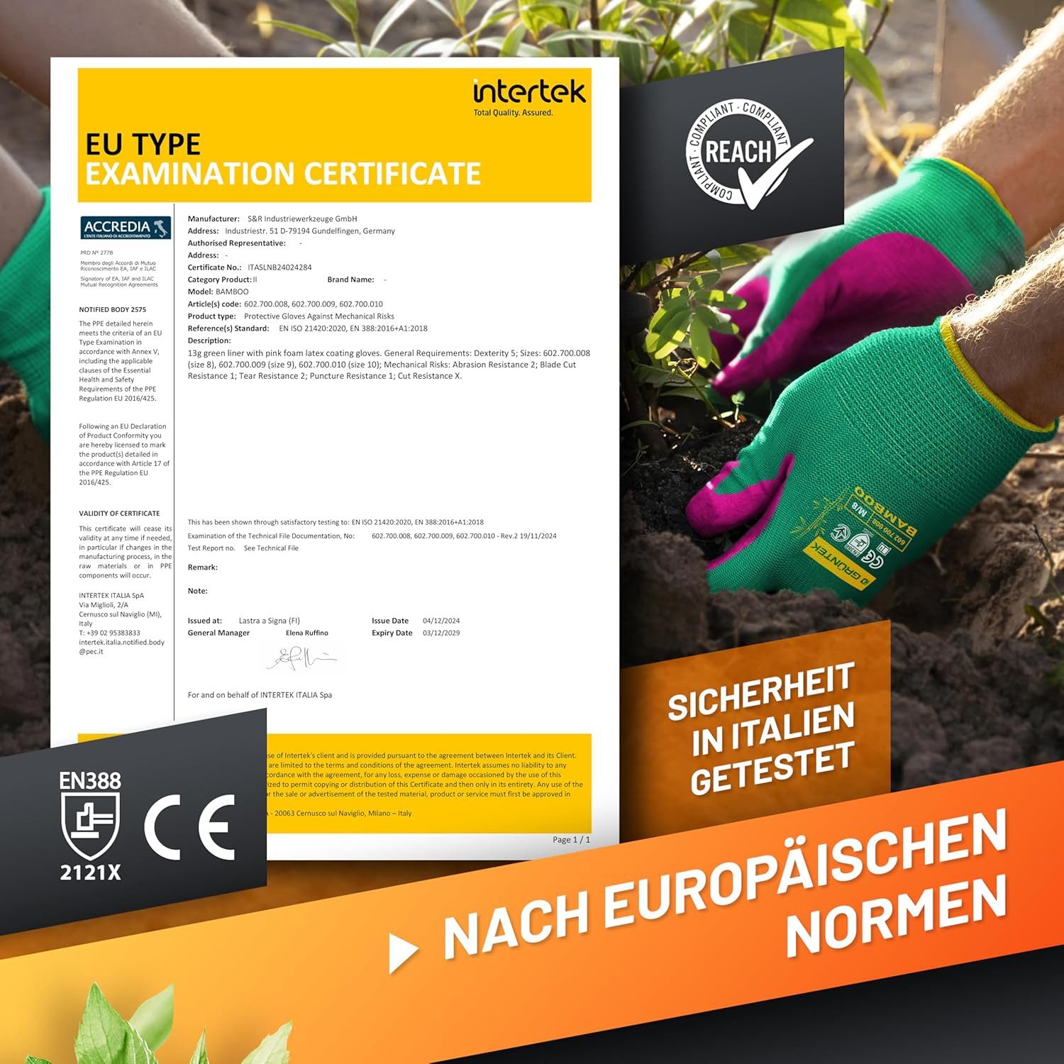 GRÜNTEK Gartenhandschuhe Natur aus Bambusfasern, Öko Garten- und Arbeitshandschuhe (4-St., Set) Schutzhandschuhe für Gartenbau, Angeln, Bauen, Restauration