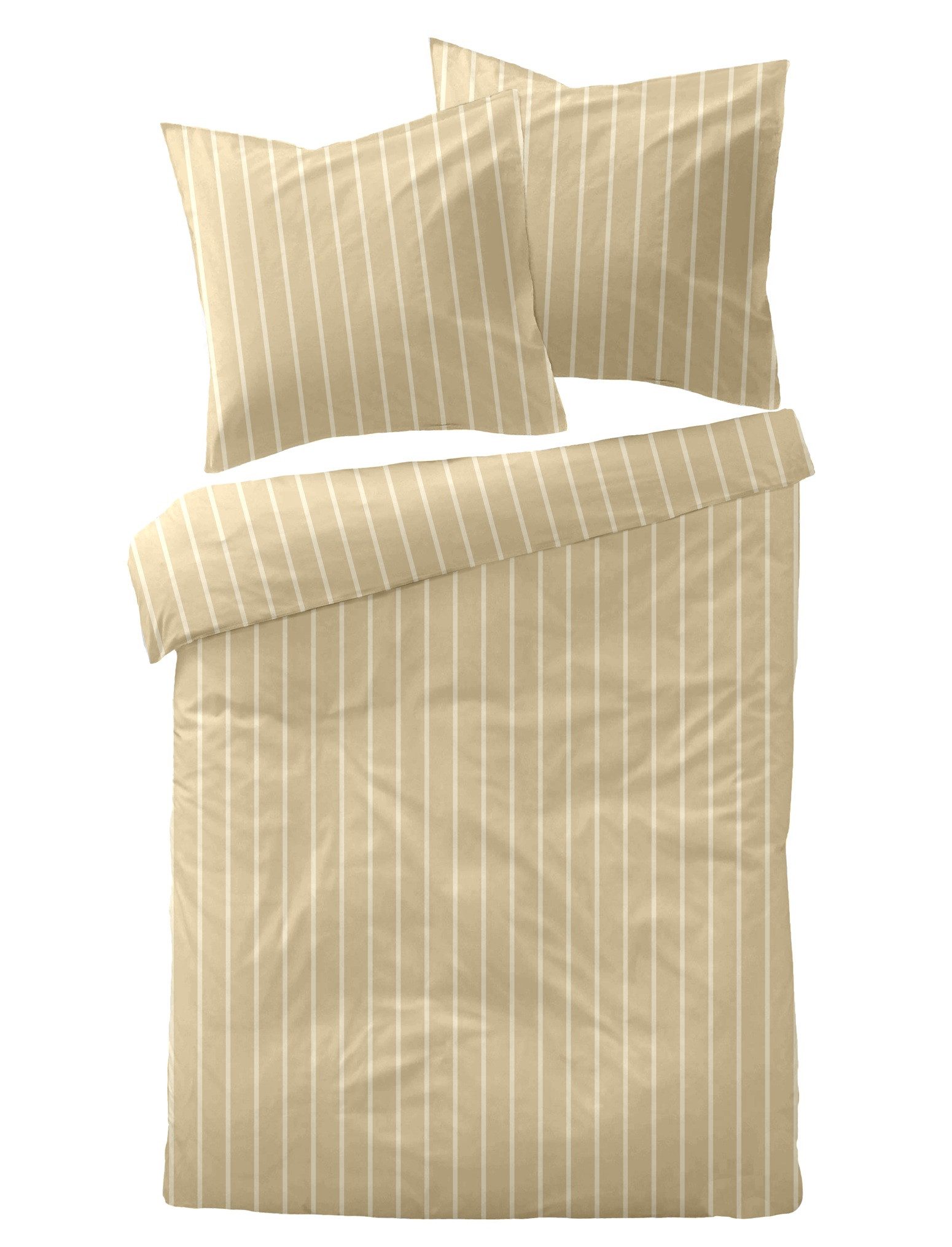 Dormisette Bettwäsche Dormisette Mako Satin Bettwäsche 135x200 Streifen vanille beige 4466-1, Mako-Satin, 2 teilig