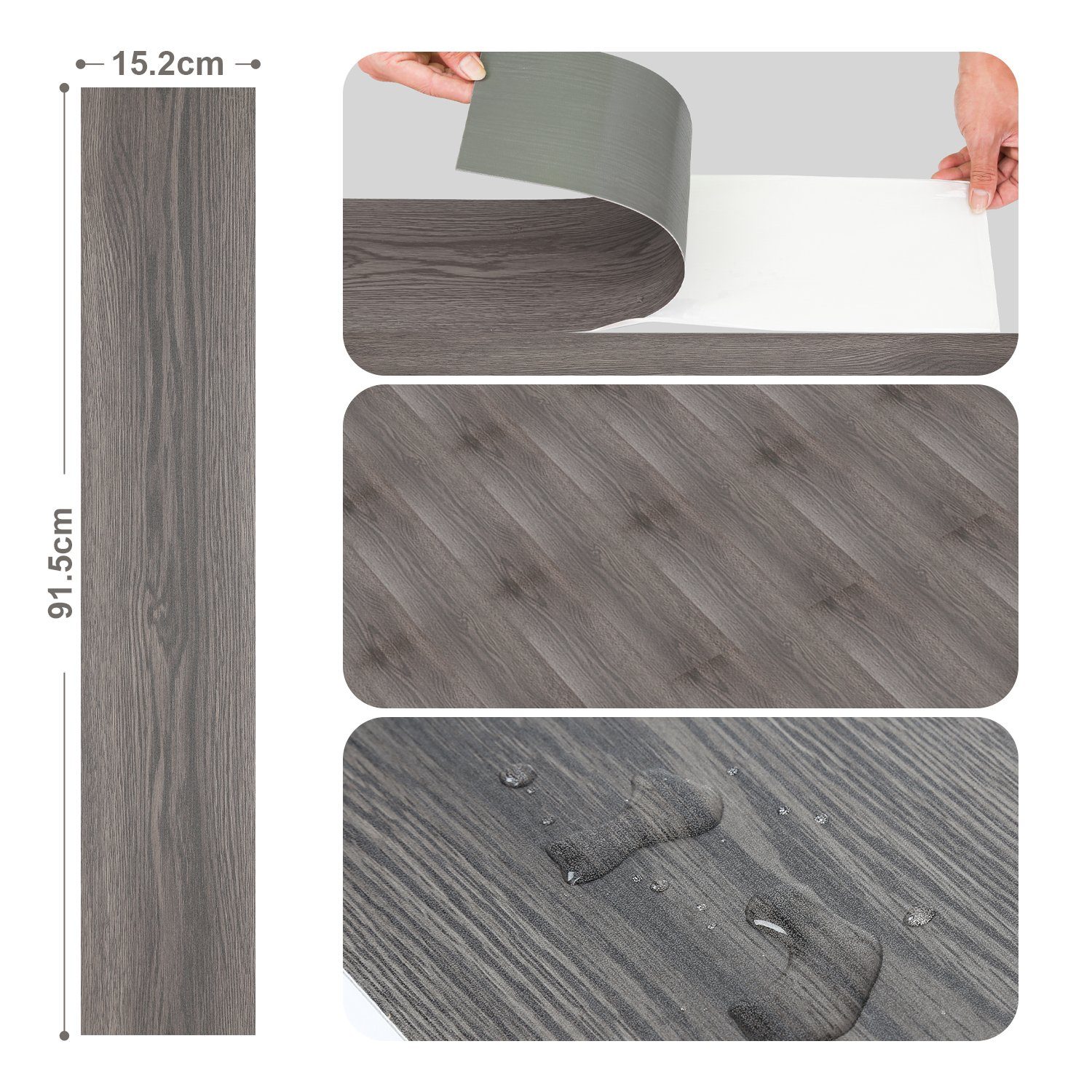 Gimisgu Vinylboden Night Oak 91,4 Planken, selbstklebend Größe Vinylplanke cmx15,2cm, selbstklebend,selbstklebende