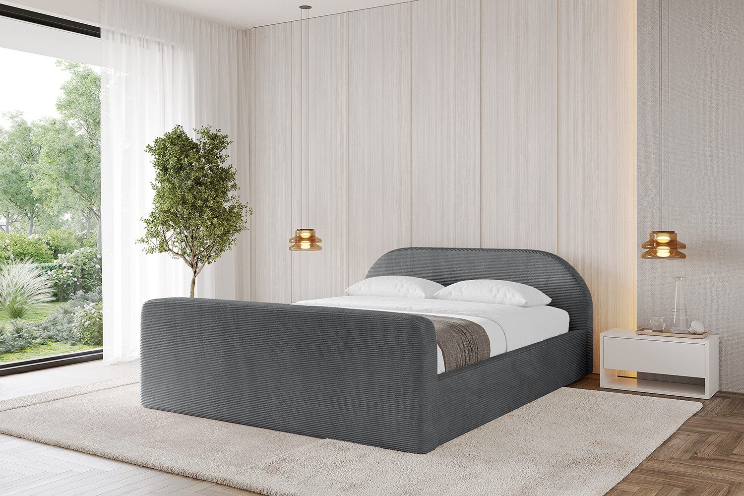 ALTDECOR Polsterbett TIVON-Z-v1 (Polsterbett mit Bettkasten und Lattenrost, Boxbett ohne Matratze), Doppelbett mit Stauraum, Bett mit Kopfteil