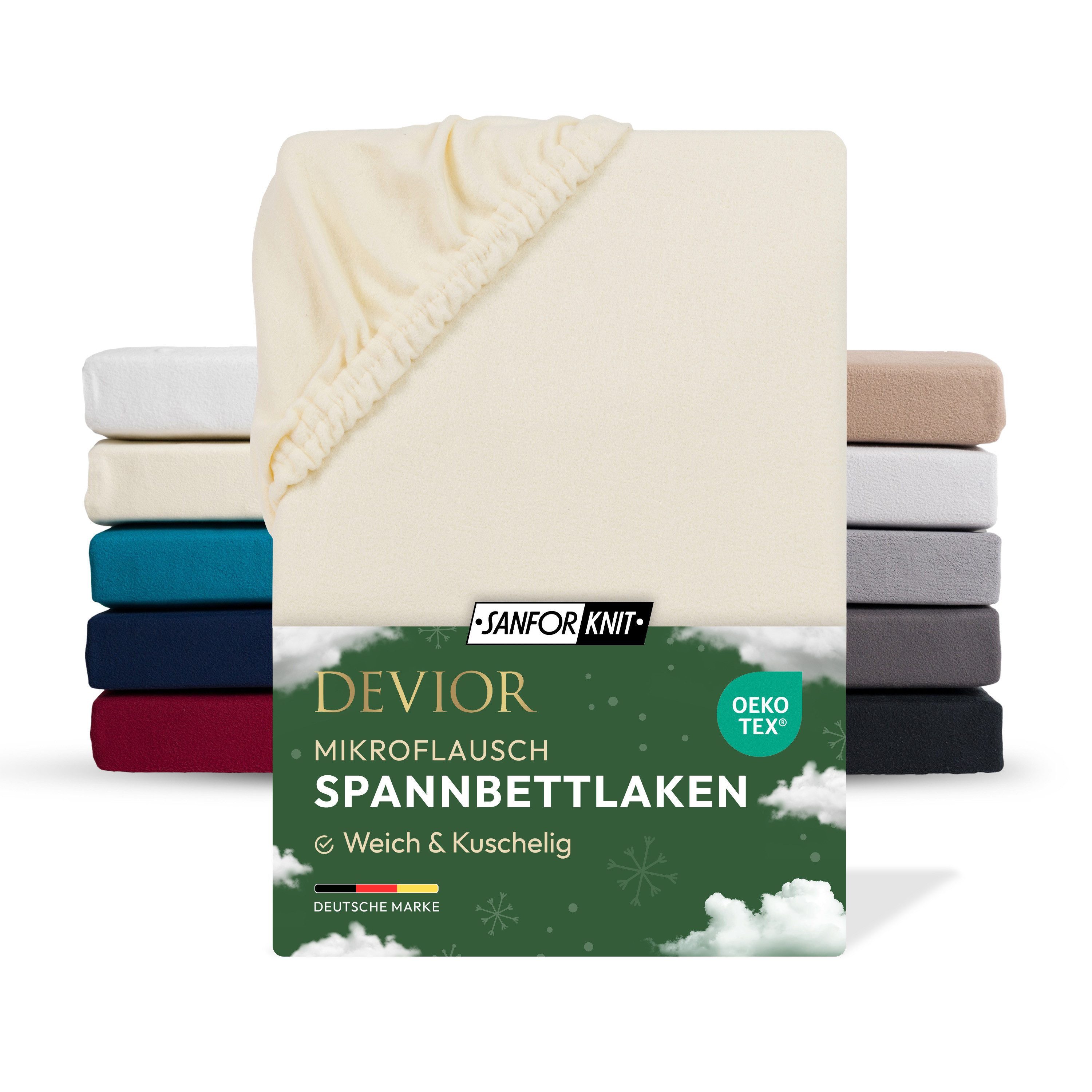 Devior Spannbettlaken Fleece 100% Polyester, kuschelig warmes Winterspannbettlaken, 140 g/m², Fleece, Gummizug: Rundumgummizug, Wärmehaltendes Bettlaken 90 x 200 cm für Standardmatratzen bis 22cm