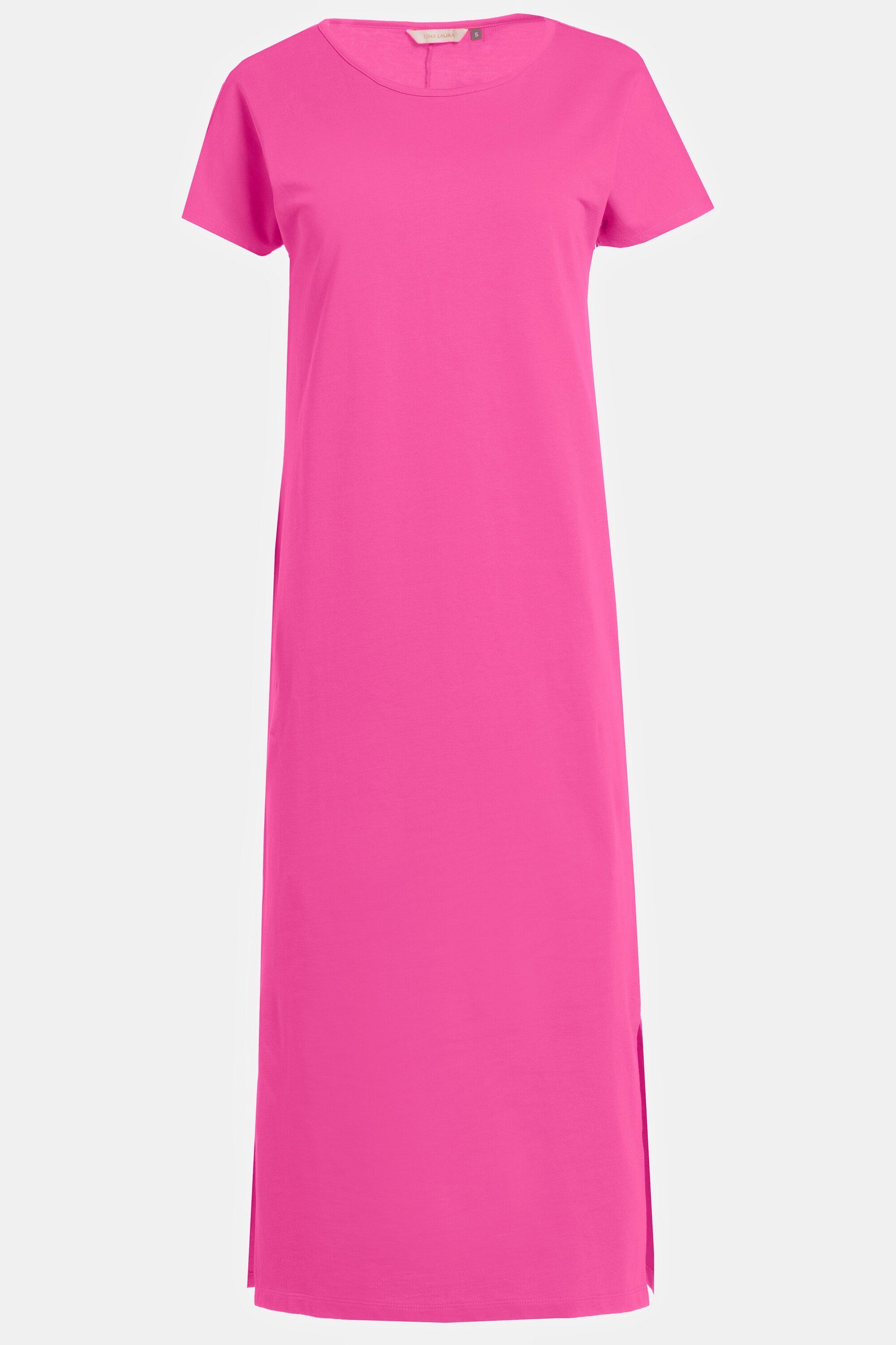Gina pink Kleid Seitenschlitze Laura Rundhals ärmellos Jerseykleid Jersey