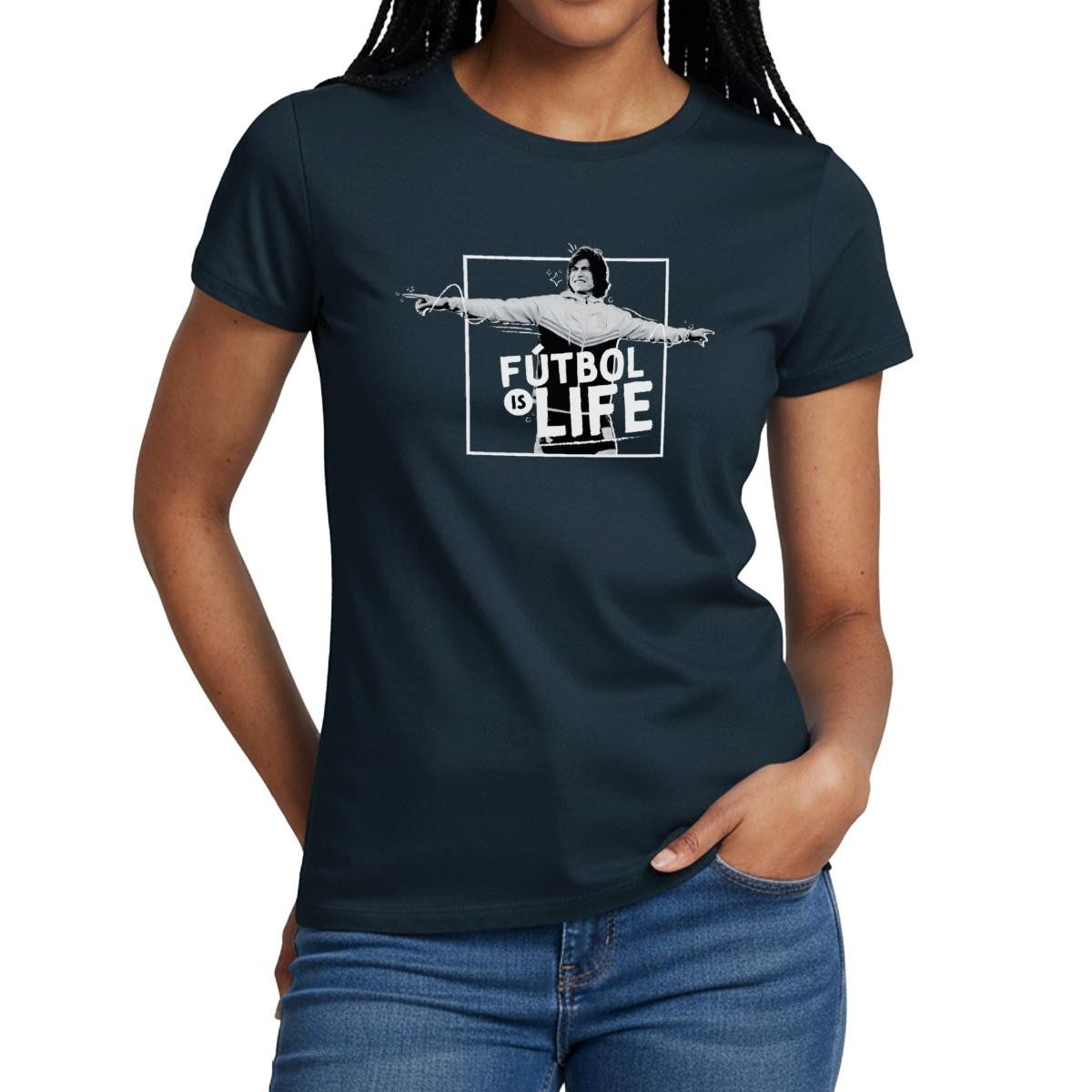 Spreadshirt T-Shirt Ted Lasso Dani Rojas Fútbol Is Life Frauen T-Shirt (1-tlg) Slim Fit, fällt klein aus
