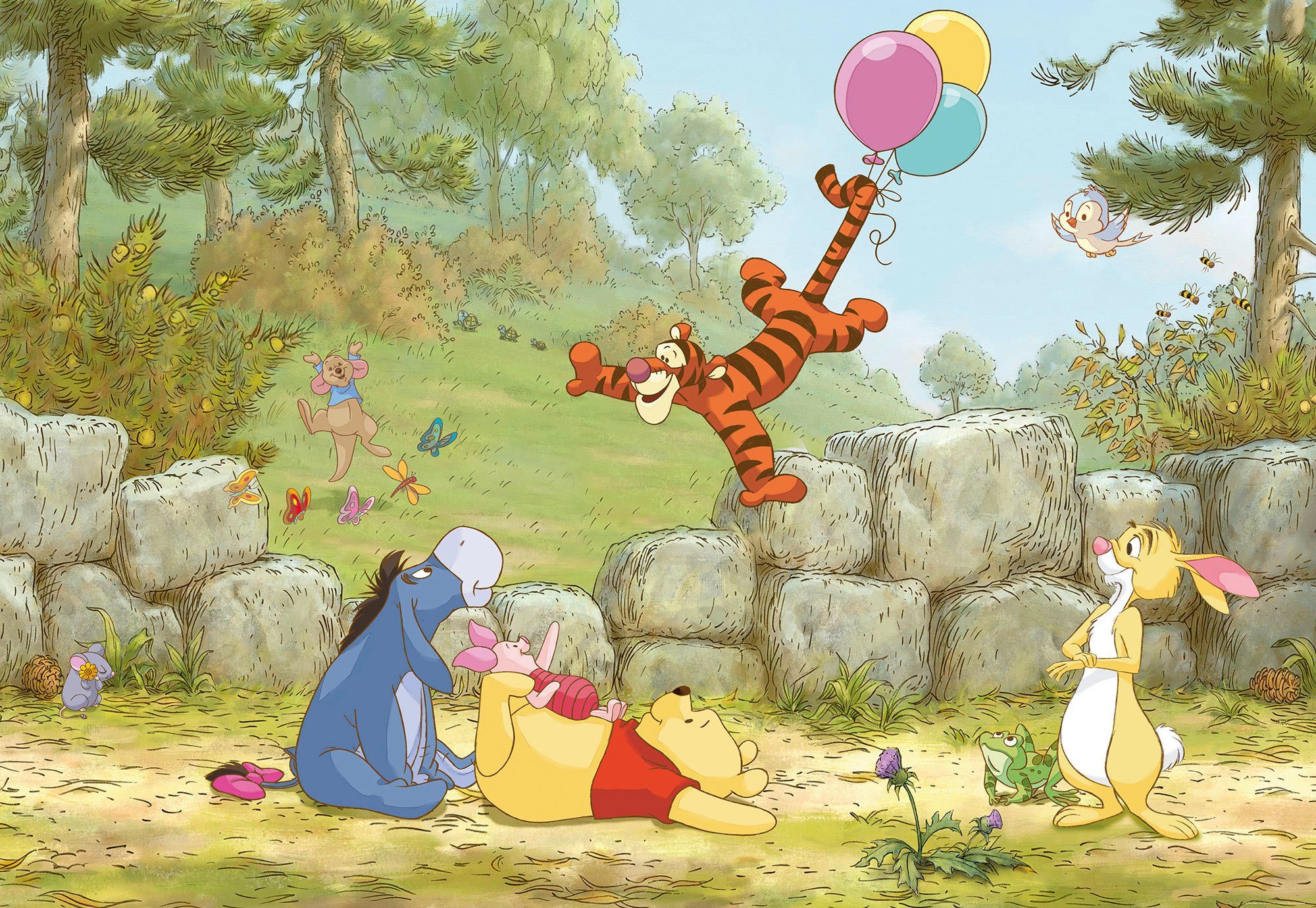 Komar Fototapete Winnie Pooh Ballooning, (1 St), 368x254 cm (Breite x Höhe)