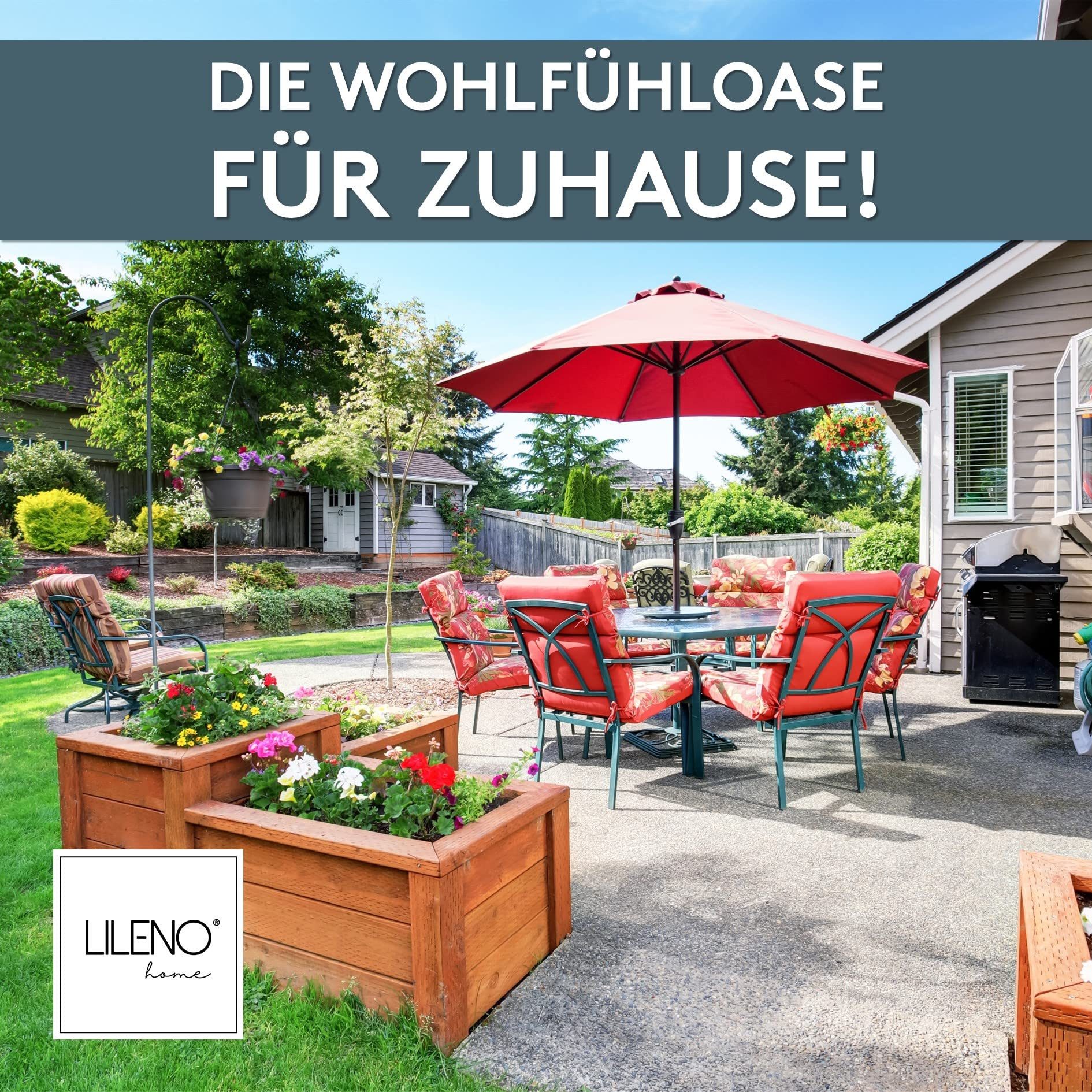 LILENO HOME Polsterauflage Niedriglehner, bequeme Sitzauflage für Gartenstühle, Stuhlkissen, (1 St., 1er Set), Gartenstuhl Auflage in Yacht-Karo Anthrazit, Sitzpolster waschbar