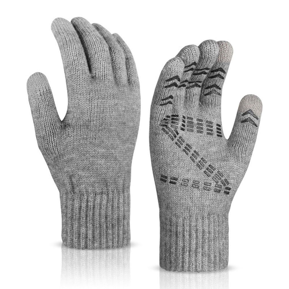 ManKle Winter Handschuhe Grau Winterhandschuhe Outdoor Touchscreen Strickhandschuhe Warme