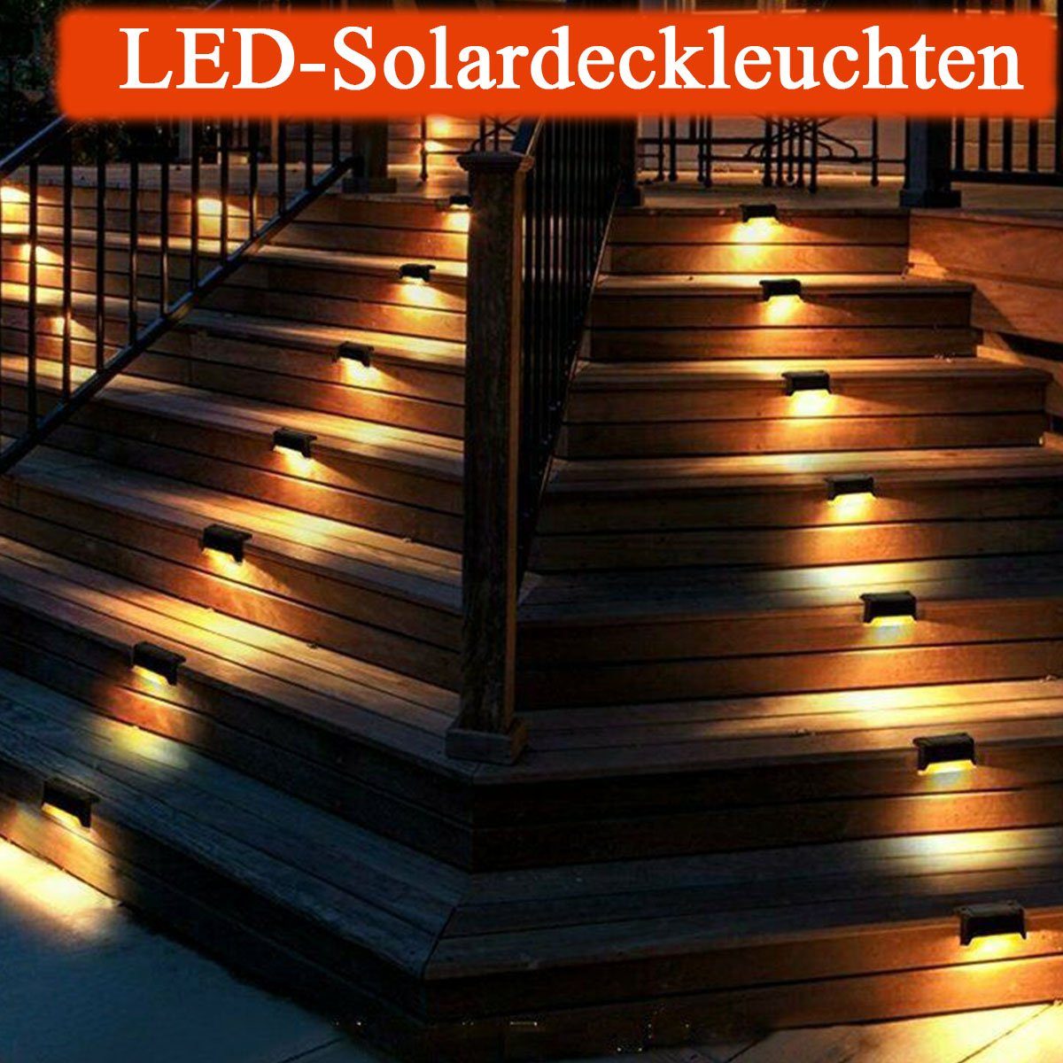 4/8 LED Treppenlichts, IP65 LED-Beleuchtung Solarlampe LED oyajia Schwarz fest Solarleuchte Lights, Stück LED integriert, Gartenleuchte Wasserdicht Deck