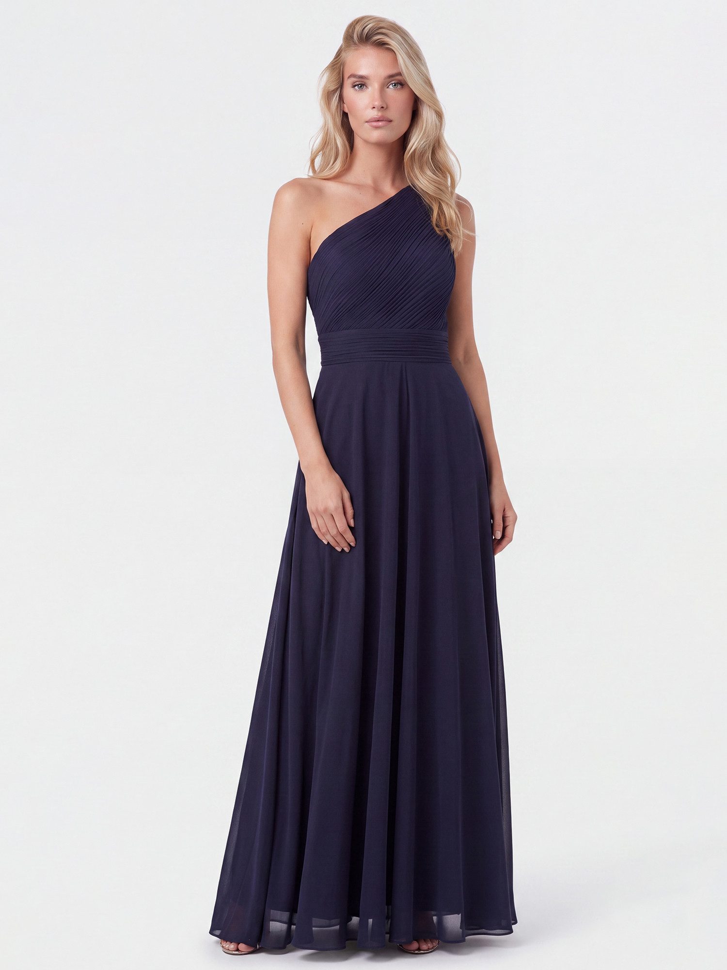 Apart Chiffonkleid mit One-Shoulder-Design