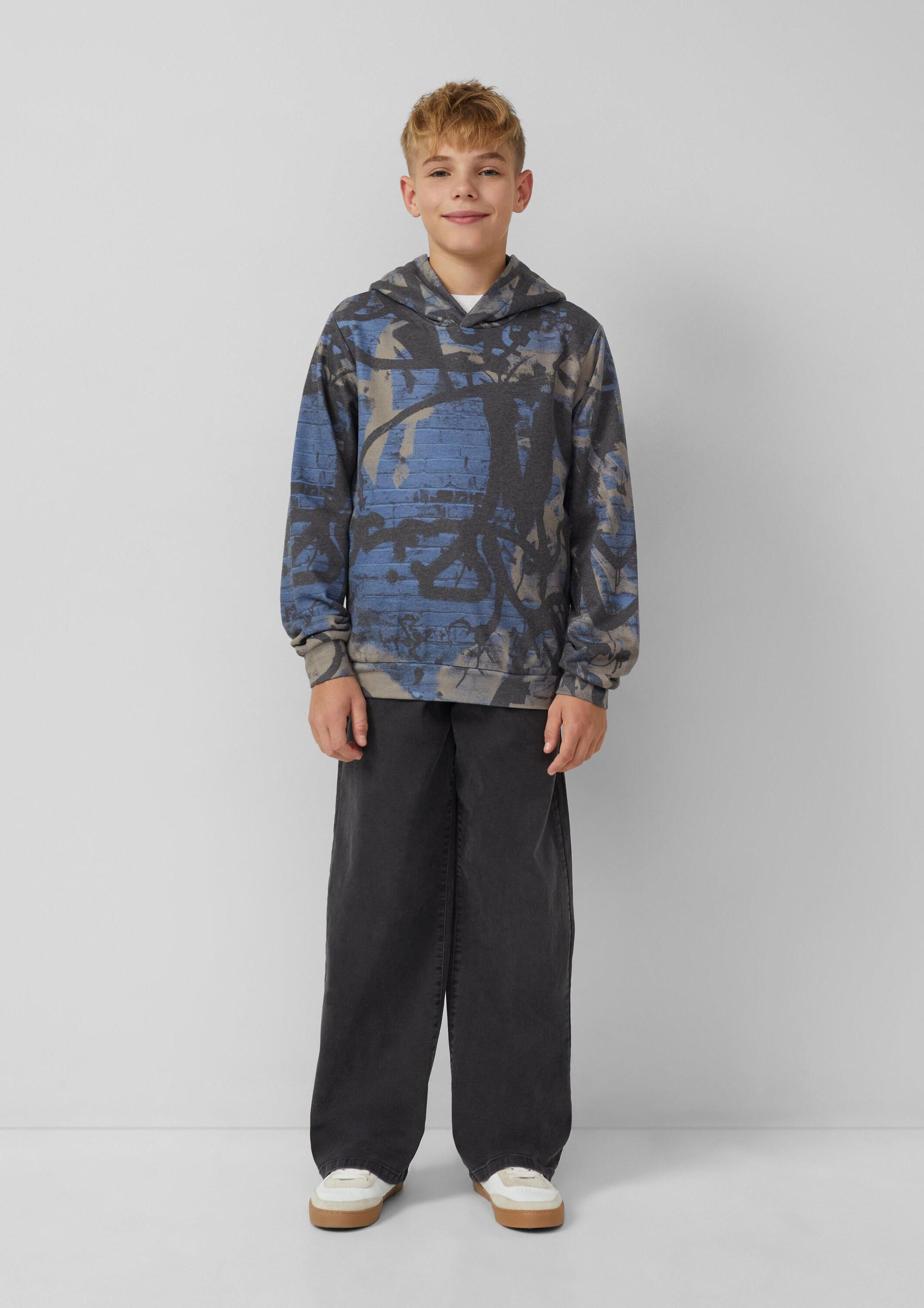 s.Oliver Sweatshirt Sweatshirt Kapuzensweater mit Graffiti-Print