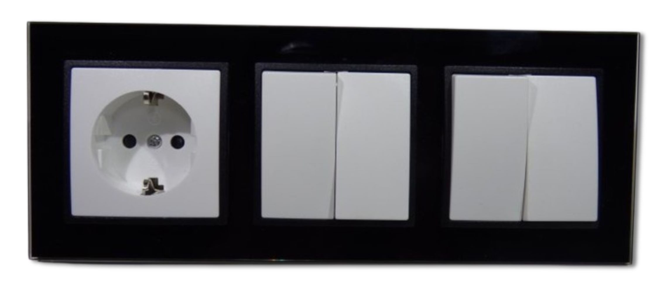Lichtideen Schalter 8704 Abelka Nuovo schwarz 1 x Schuko 2 x Serien Schalter 230 Volt (Taster, Schalter, Anennendose, Steckdose mit USB lieferbar)