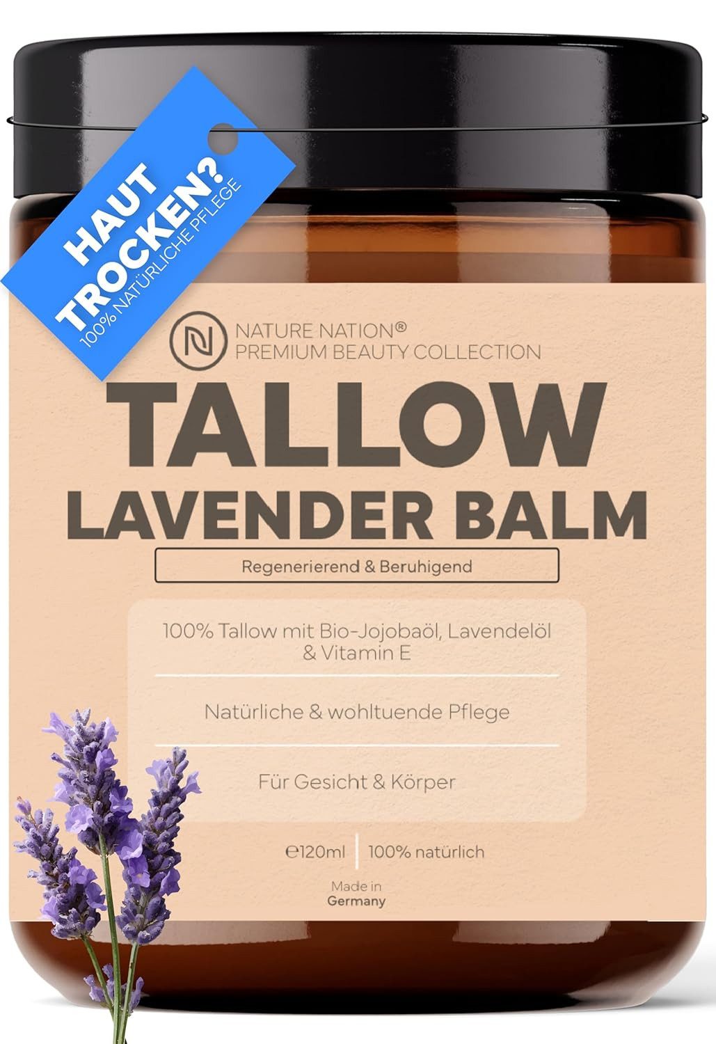 NATURE NATION Körperpflegemittel Tallow Rindertalg Creme 120ml – mit Lavendel Packung