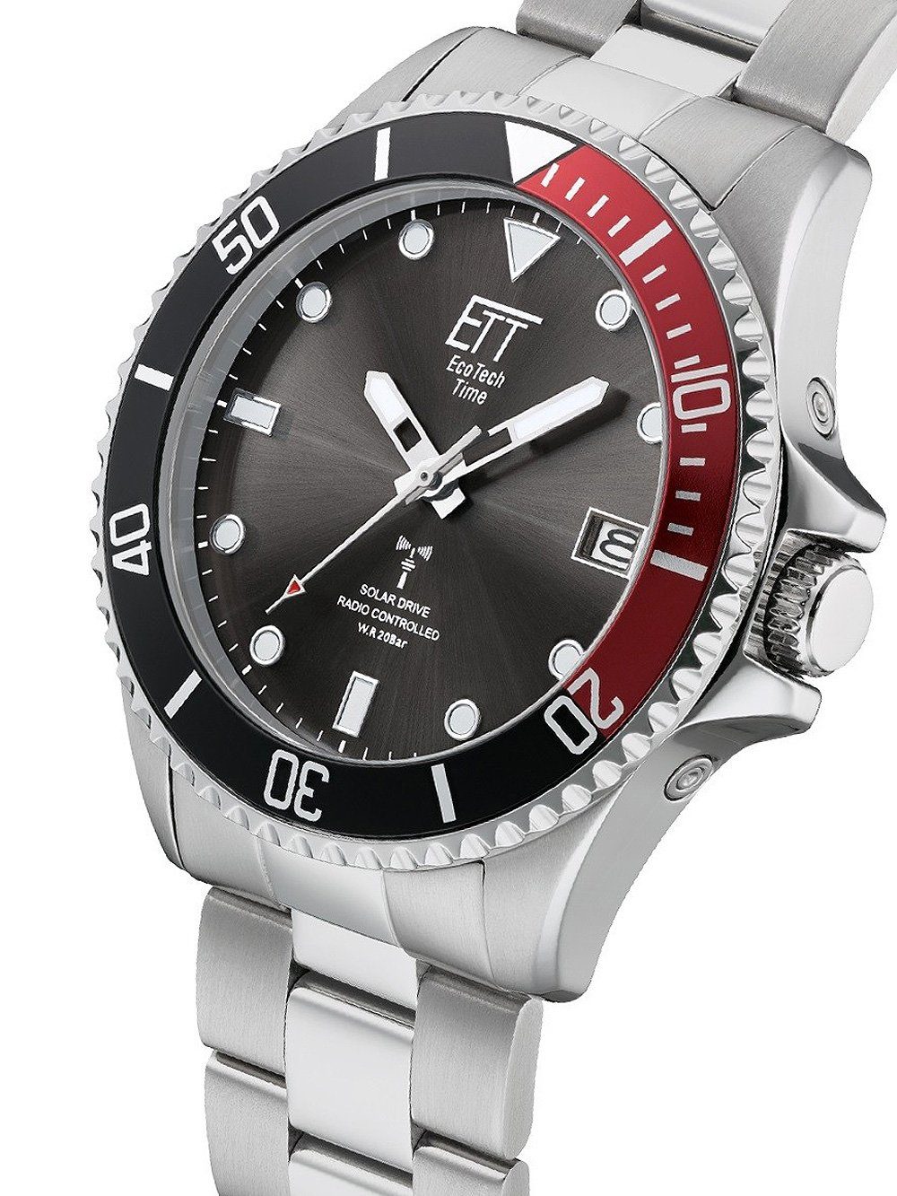 ETT Eco Tech Time Quarzuhr ETT EGS-11604-25M Professional Solar Funk Herrenuhr 44mm 20ATM ETT EGS-11604-25M Professional Solar Funk Herrenuhr 44mm 20ATM